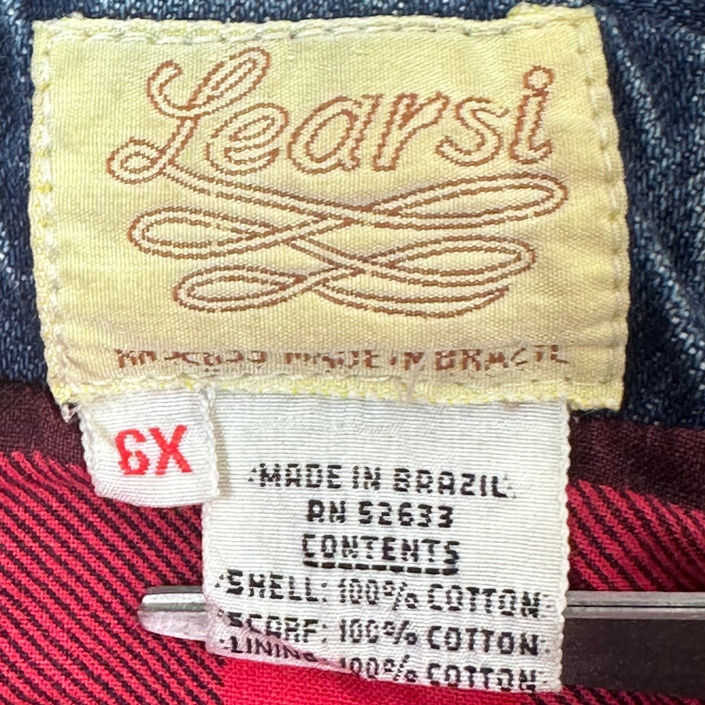 1980s Girl’s Denim Jacket with Buffalo Plaid Lining, Learsi Size 6X