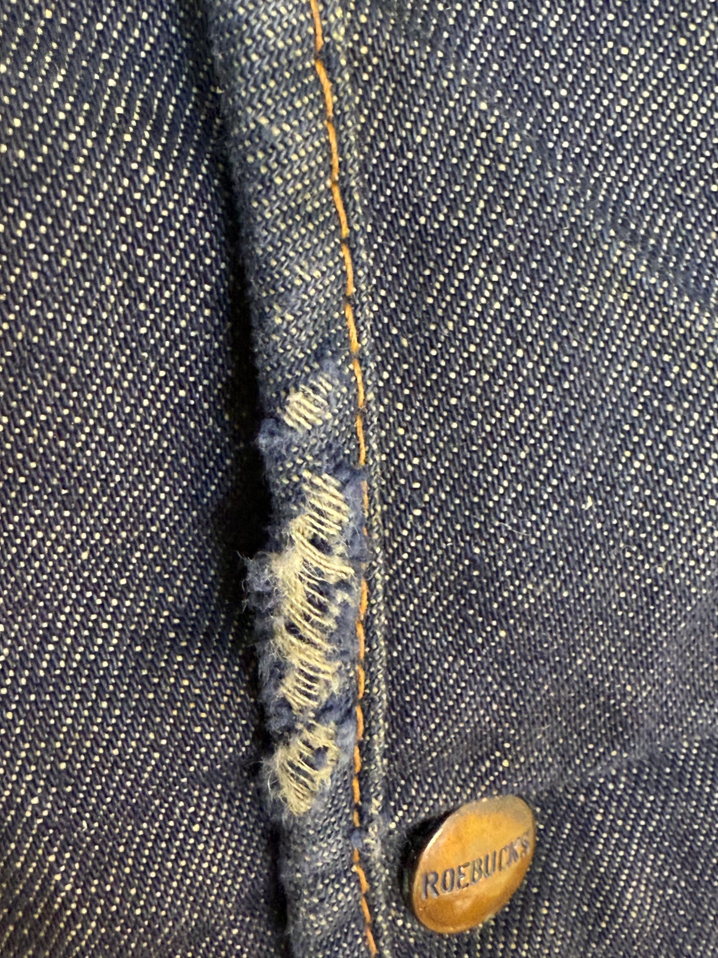 1970s Denim Vest, Faux Sherpa Lined, Roebucks Size Medium