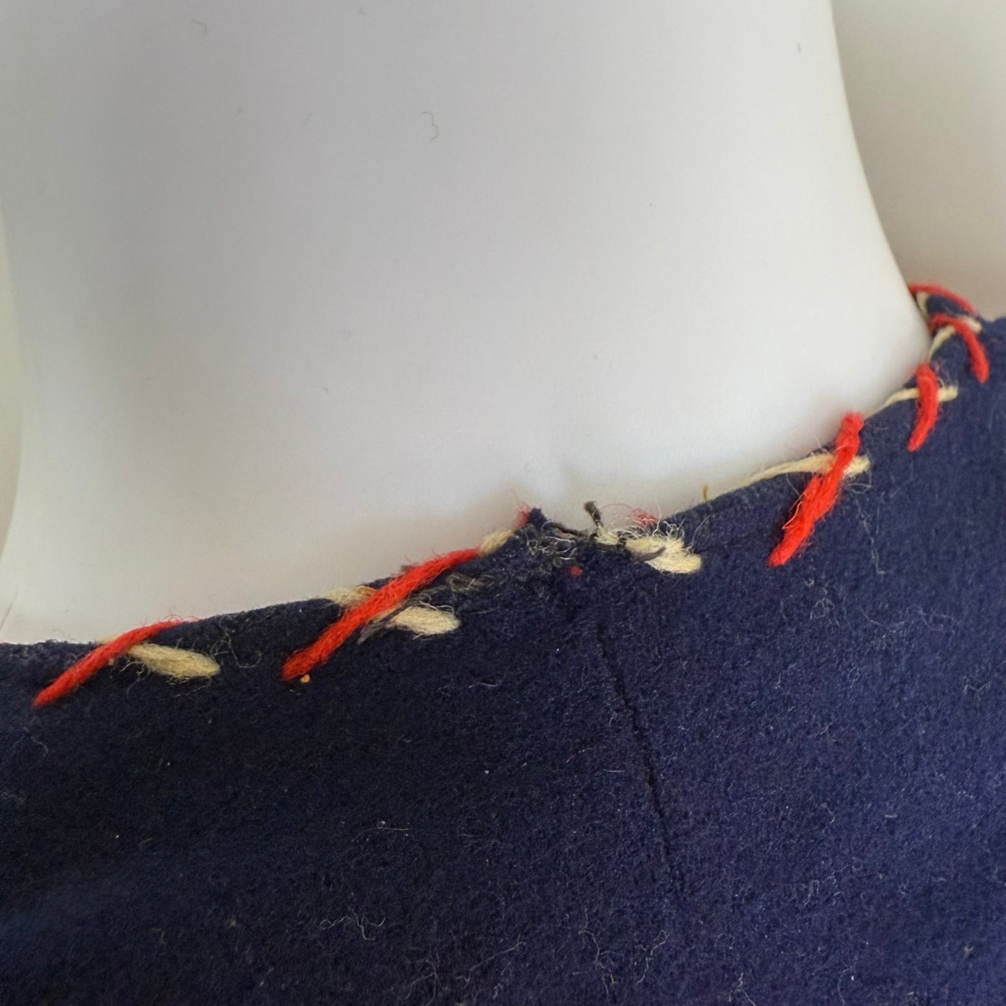 1940s Navy Blue Embroidered Mexican Tourist Jacket, Size Small