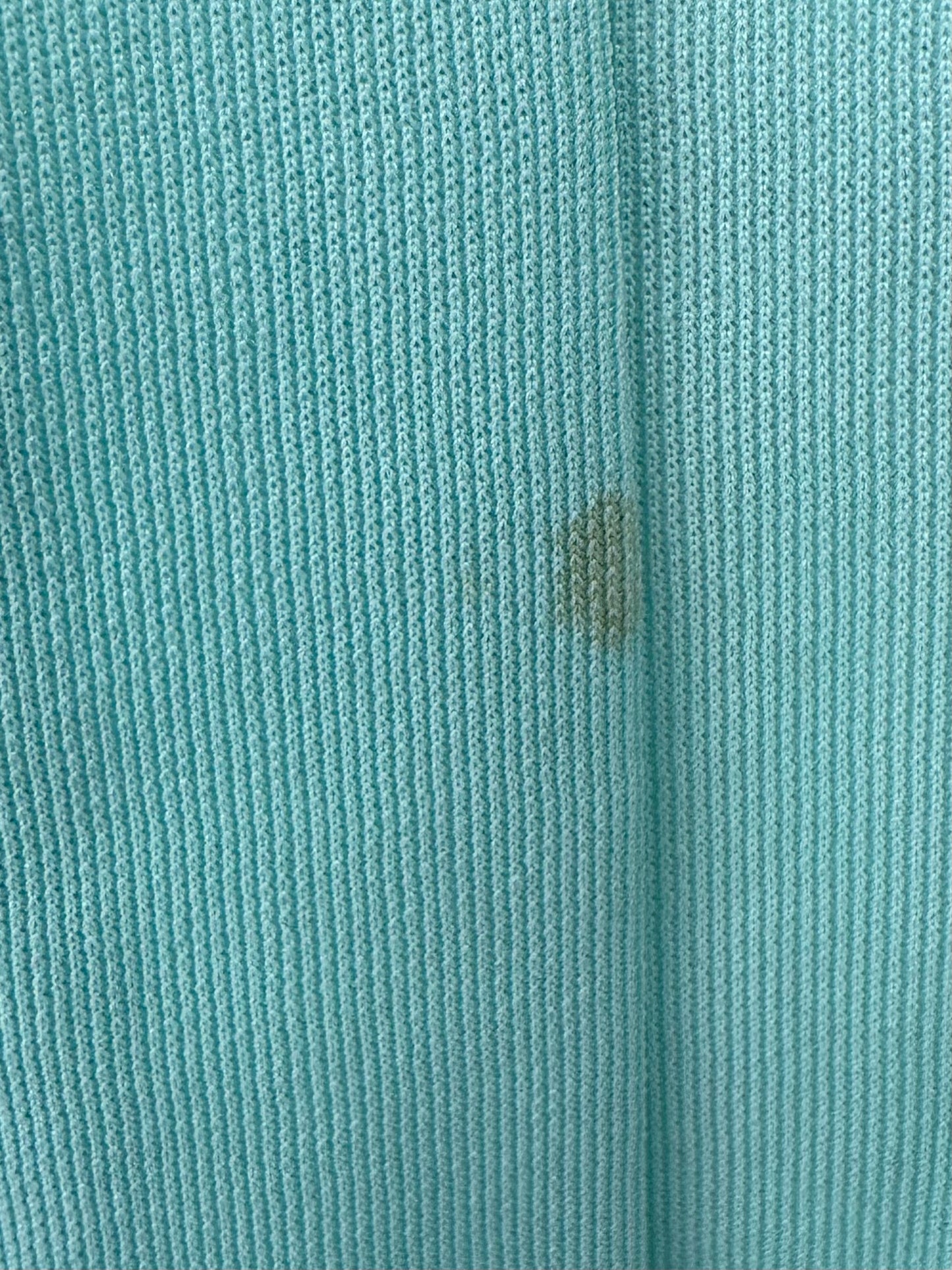 1970s Mint Green Double Knit Dress with Floral Panel, Handmade Size XS/S