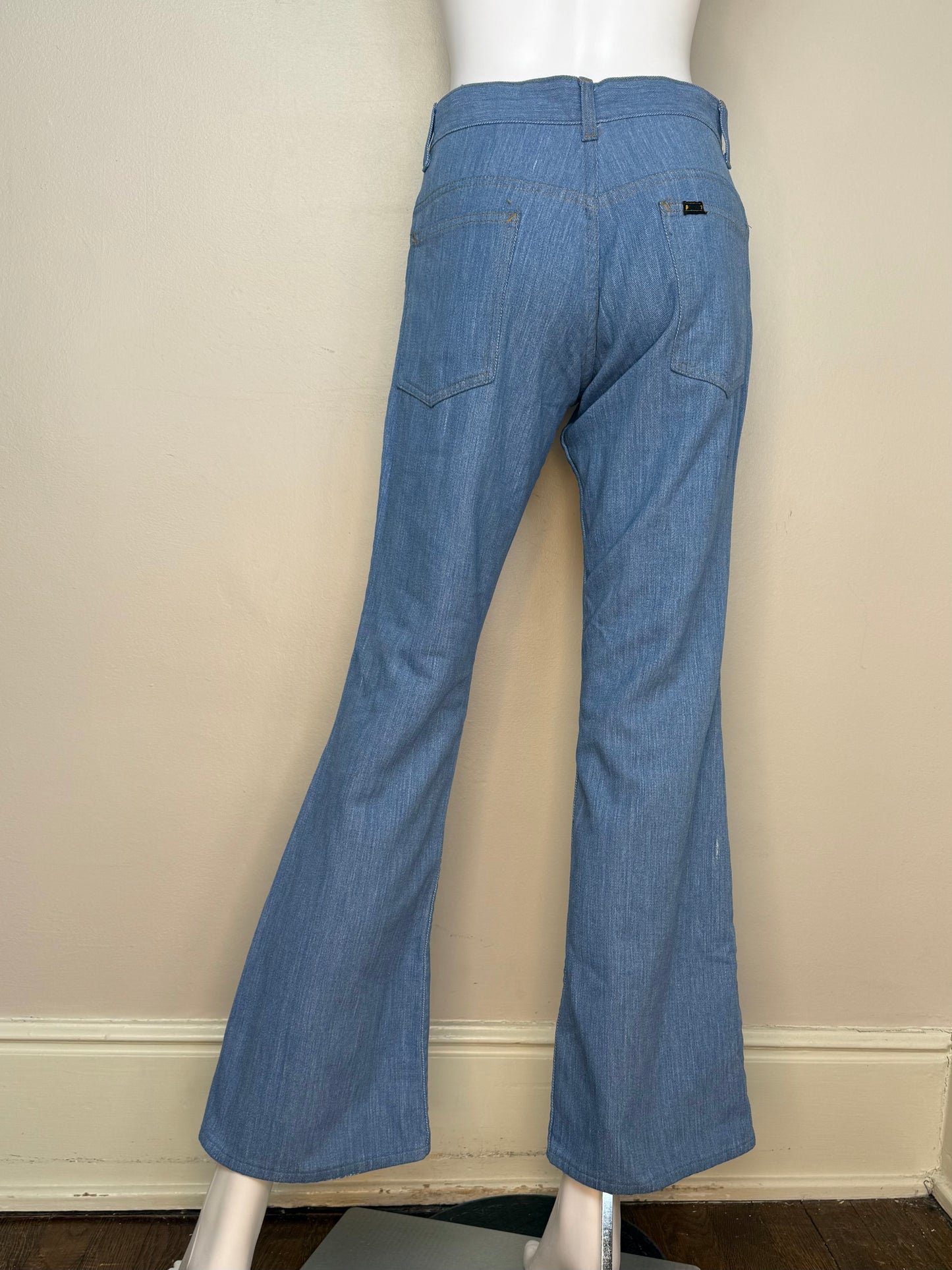 1970s Flare Leg Blue Jeans, The Put On Shop Sears, 28"x30.5", Mid Rise