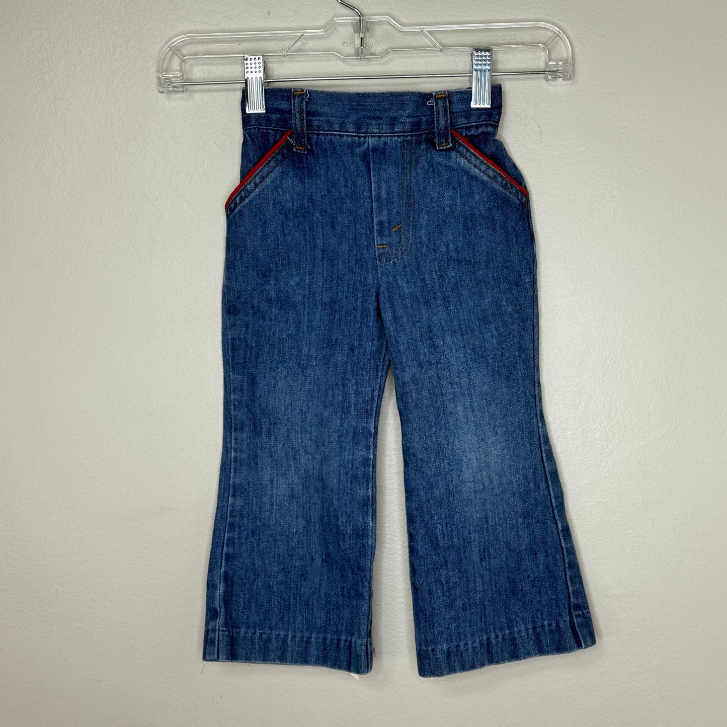 1970s Blue Jeans, Little Levi’s Size 3T, Embroidered Pocket, Orange Tab