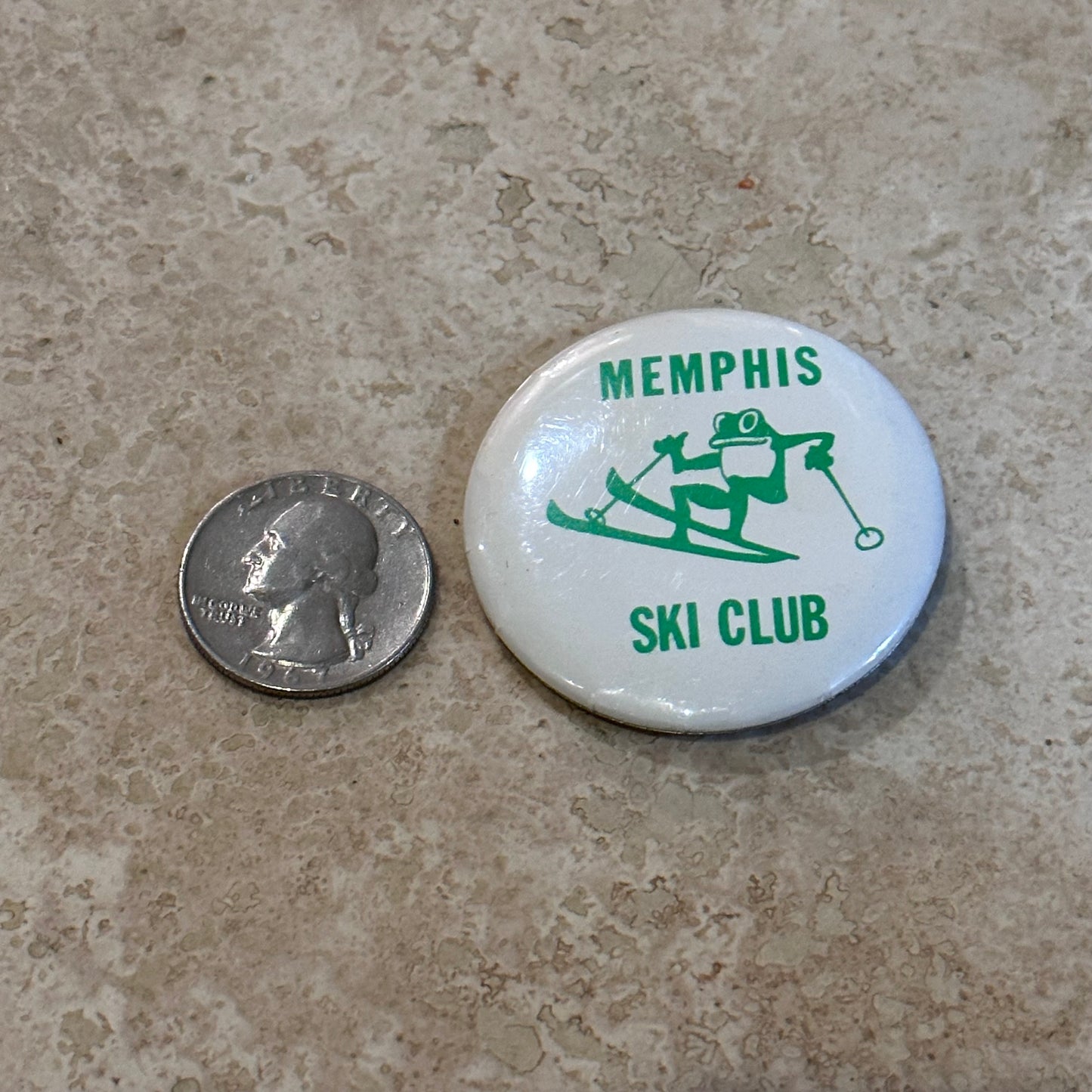 1970s Memphis Ski Club Pinback Button, 1.75”