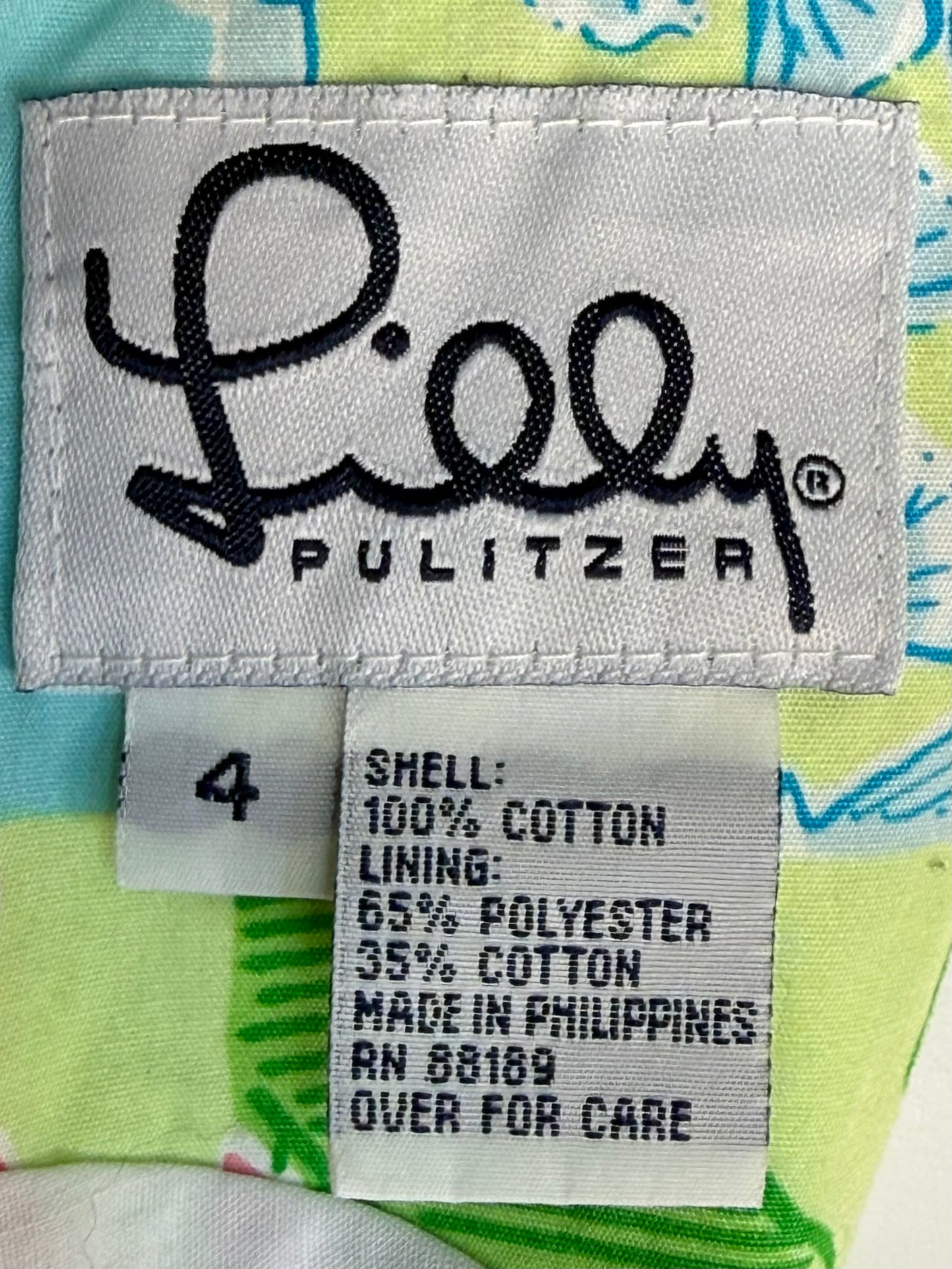 Y2K Lilly Pulitzer Patchwork Print Shift Dress, White Label, Size 4, Small, Florida Floral