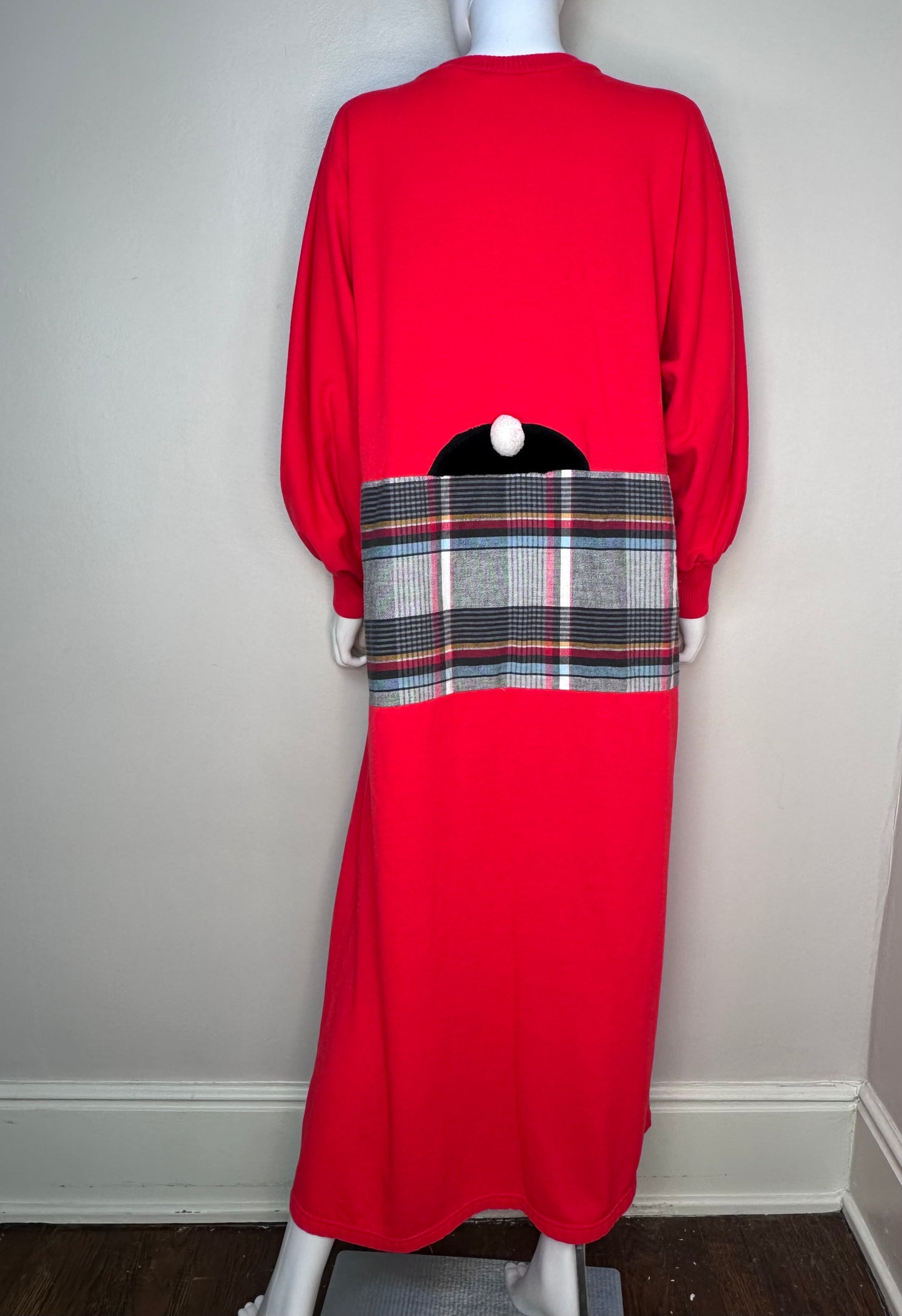 1990s Sweatshirt Nightgown with 3D Furry Panda Bear, Adonna Loungewear Size Large
