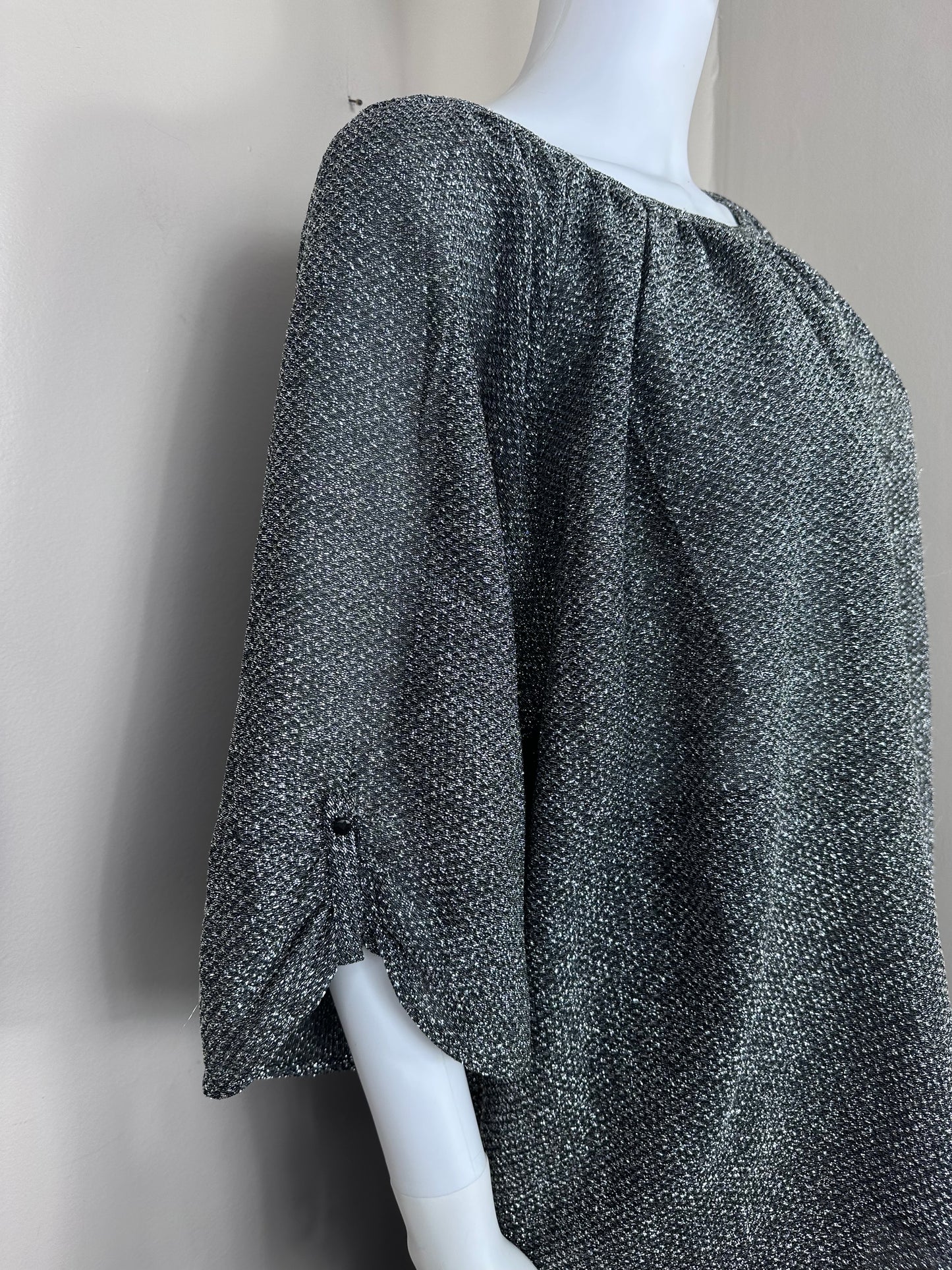 1970s Black and Silver Lurex Top, Young Stuff Size 2X-3X