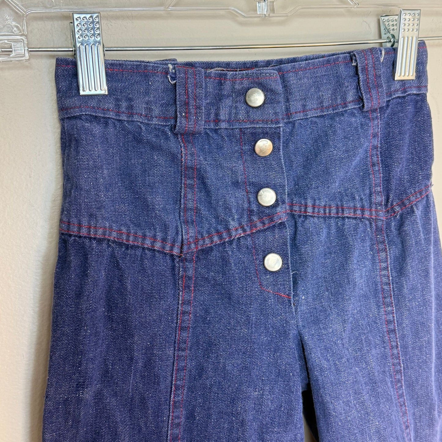 1970s Kids Bellbottom Jeans, Snap Fly, Size 6
