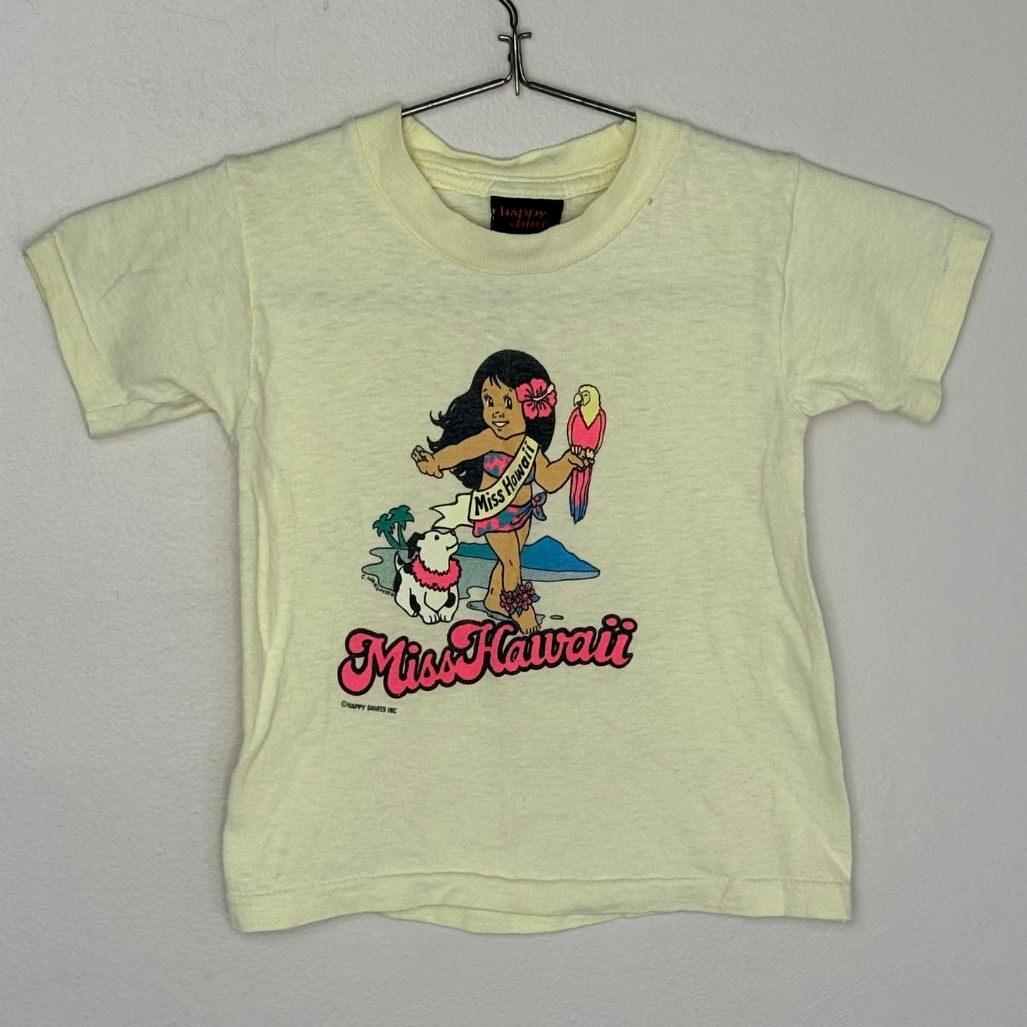 1980s Kids Miss Hawaii T-Shirt, Happy Shirts Size 4