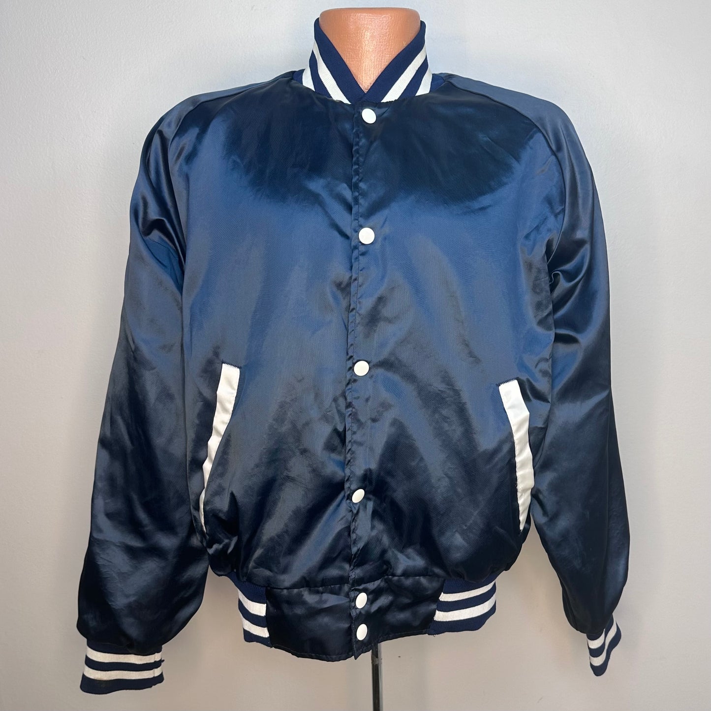 1970s Washington University Blue Satin Jacket, Artex Campus Casual Size Medium