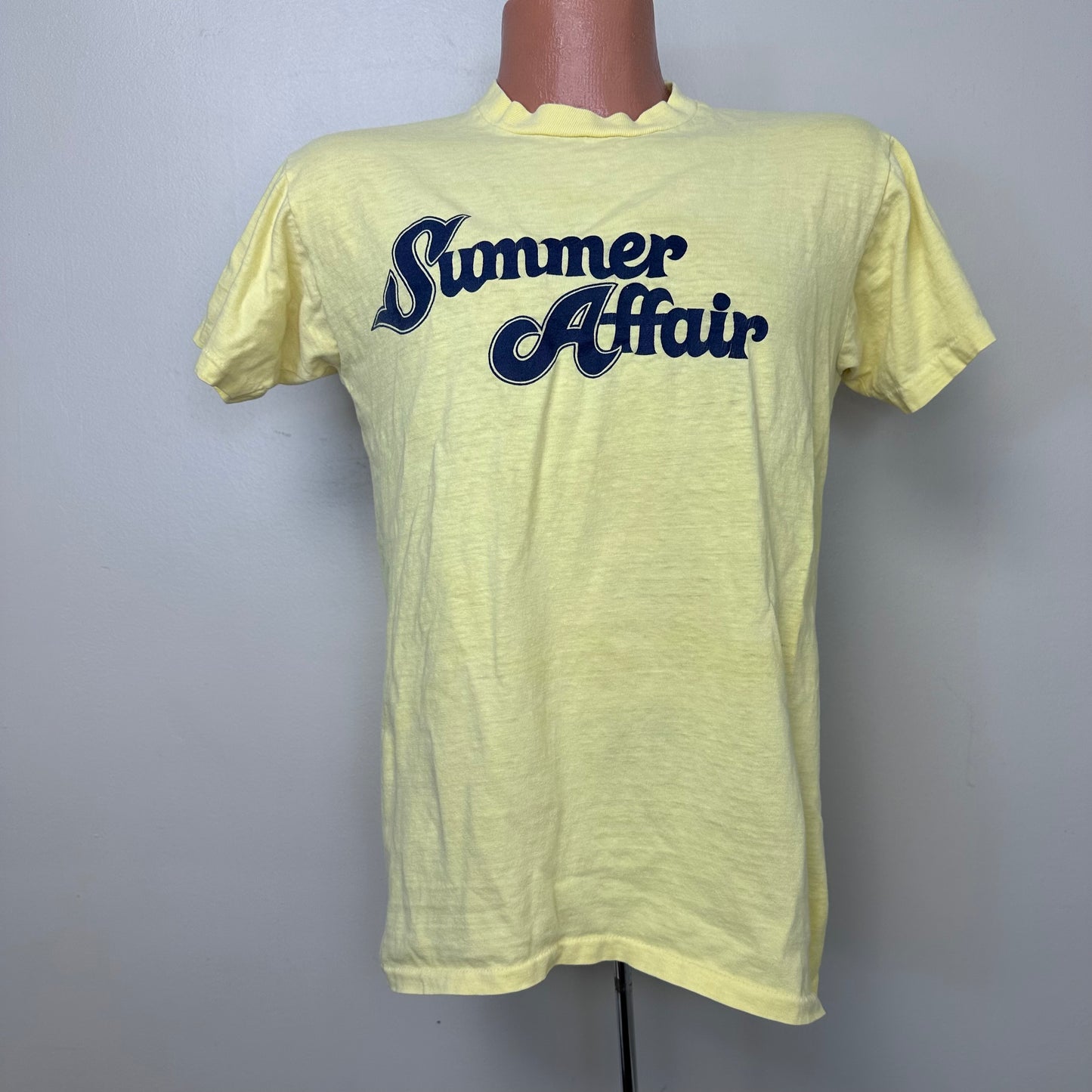 1970s Summer Affair Film T-Shirt, FM 100 Means Music, Size Medium