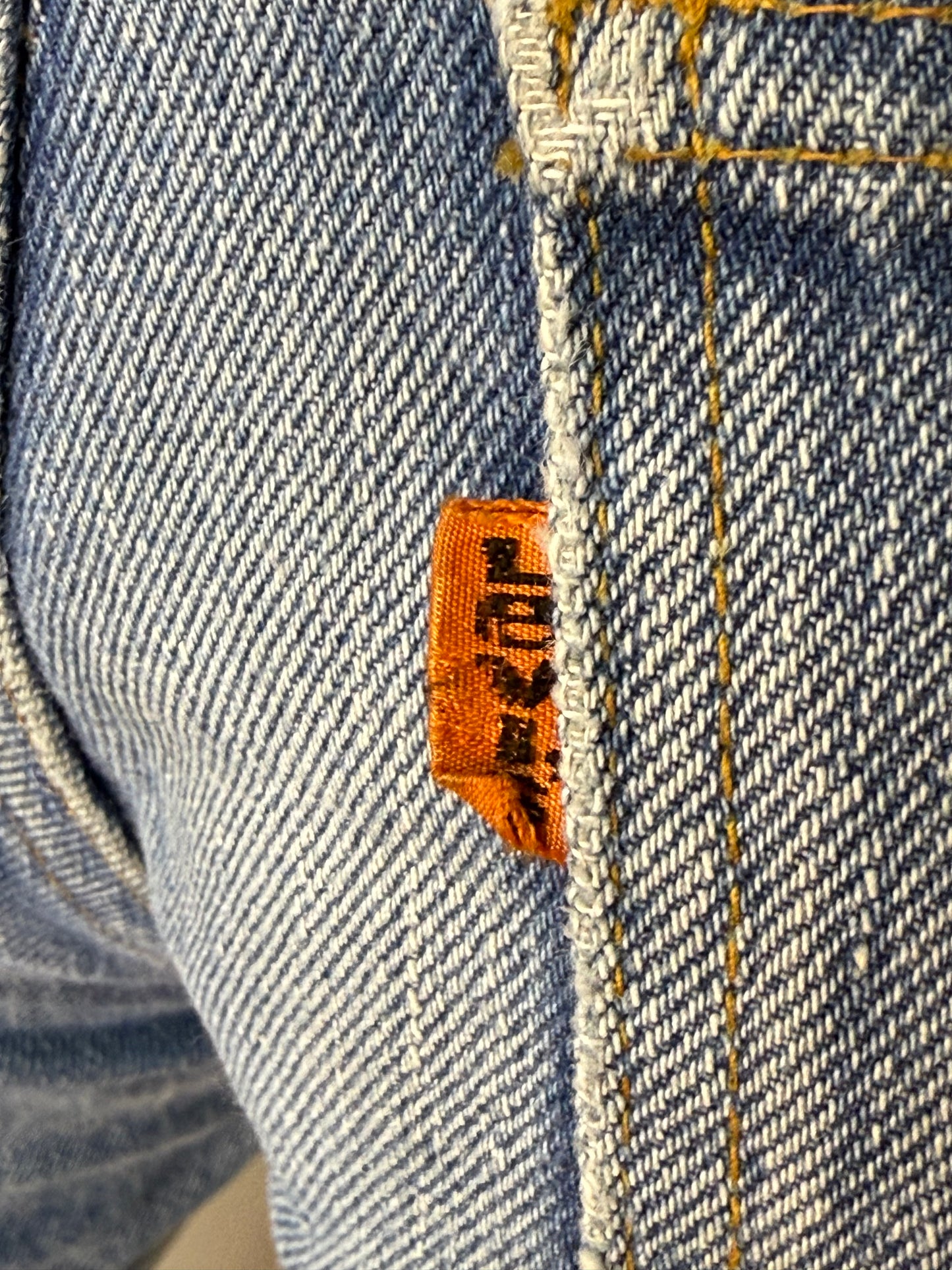 1970s Levi’s 646 Flare Leg Blue Jeans, 27.5"x29", Orange Tab Denim, Distressed