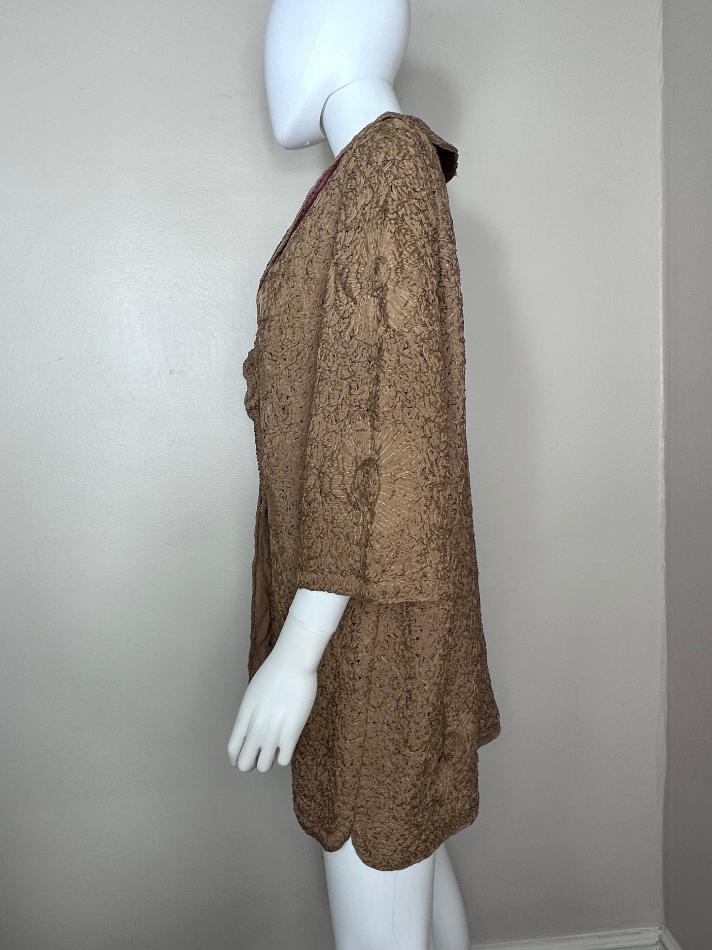 1950s/60s Brown Ribbon Work Coat, The Halle Bros Co Specialty Shop Size Large