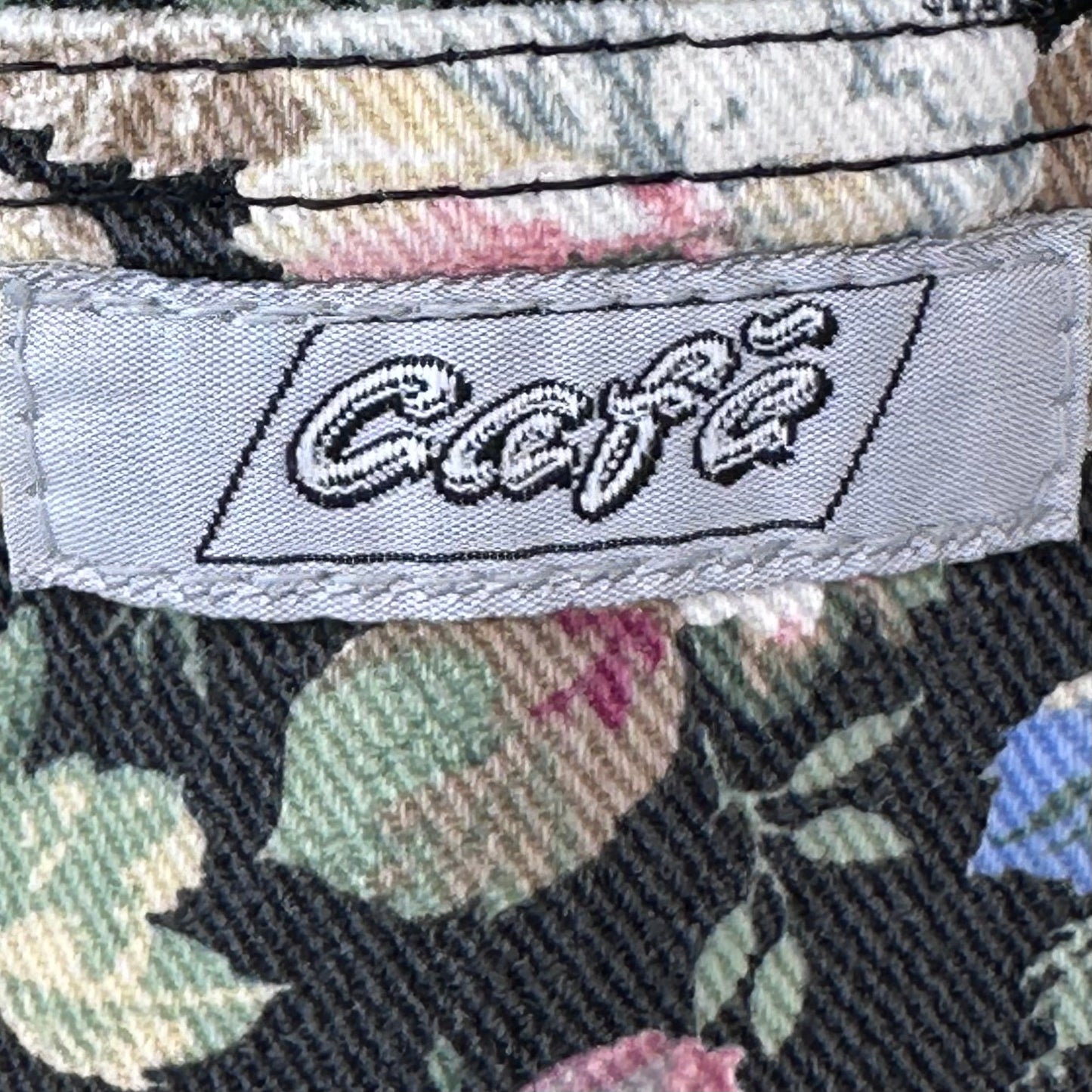 1990s Black Floral Jeans, Cafe Size 12/14, 32.5"x28.25"