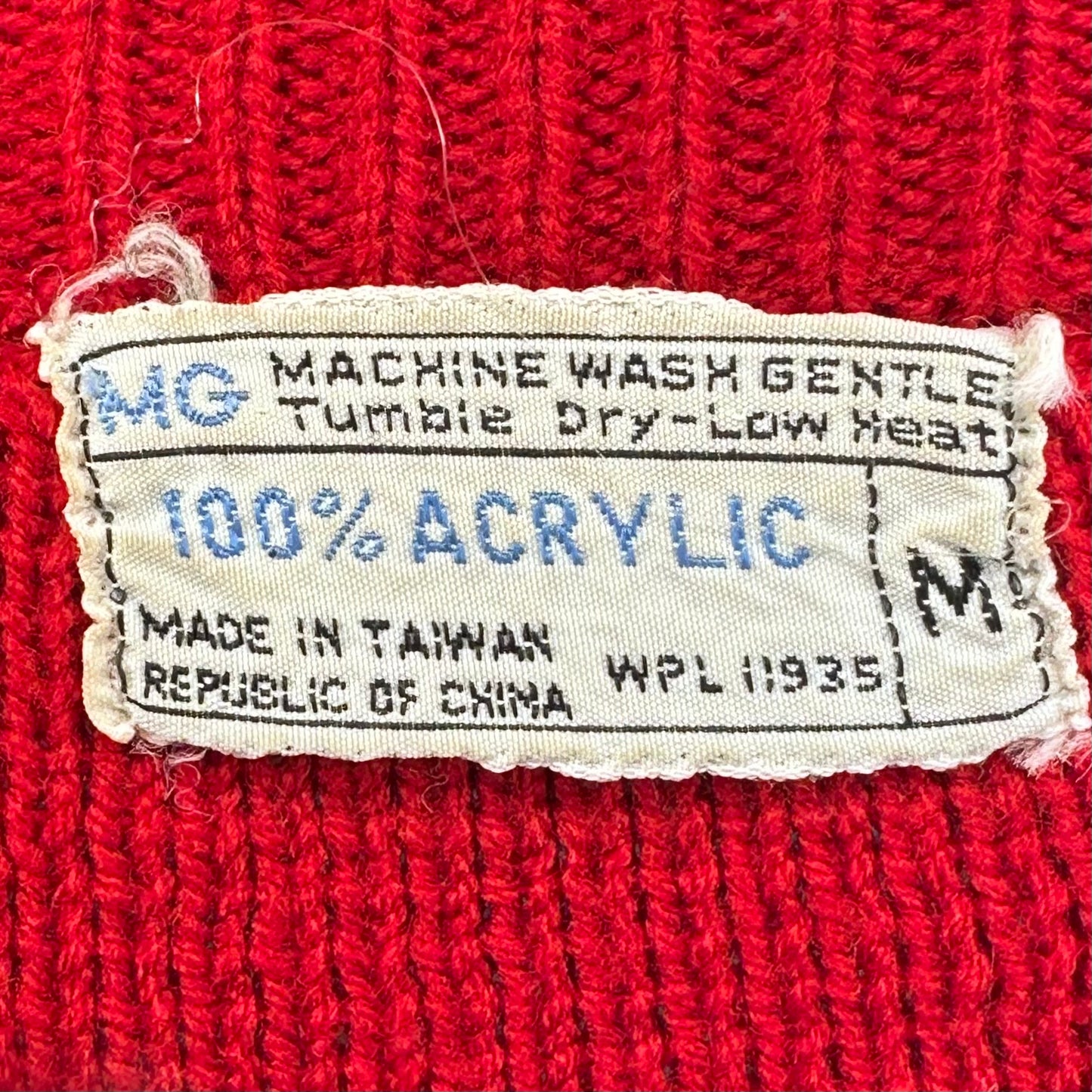 1970s Red and White Ski Sweater, JC Penney Size Medium