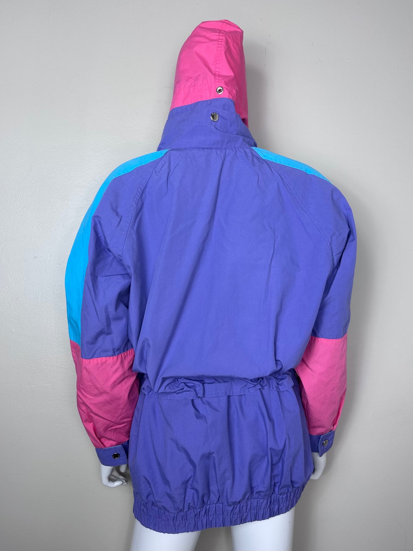 1980s Color Block Hooded Coat, Mariel Size Medium