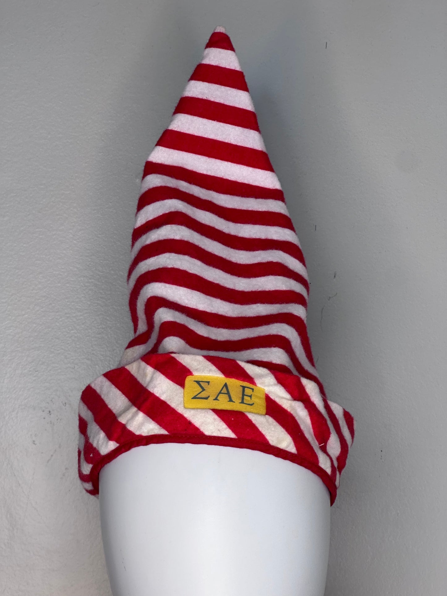 1950s/60s Sigma Alpha Epsilon Pajama Party Flannel Night Shirt and Cap, Size XS/S, Red and White Stripes