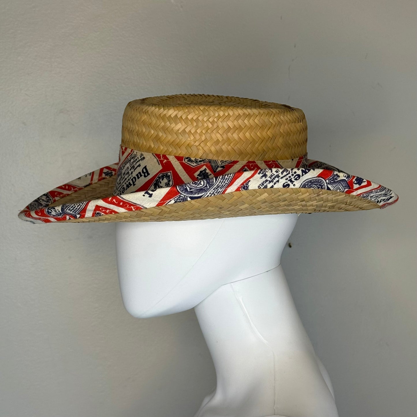 1980s Budweiser Beer Straw Hat, Panama Hat, Size Medium