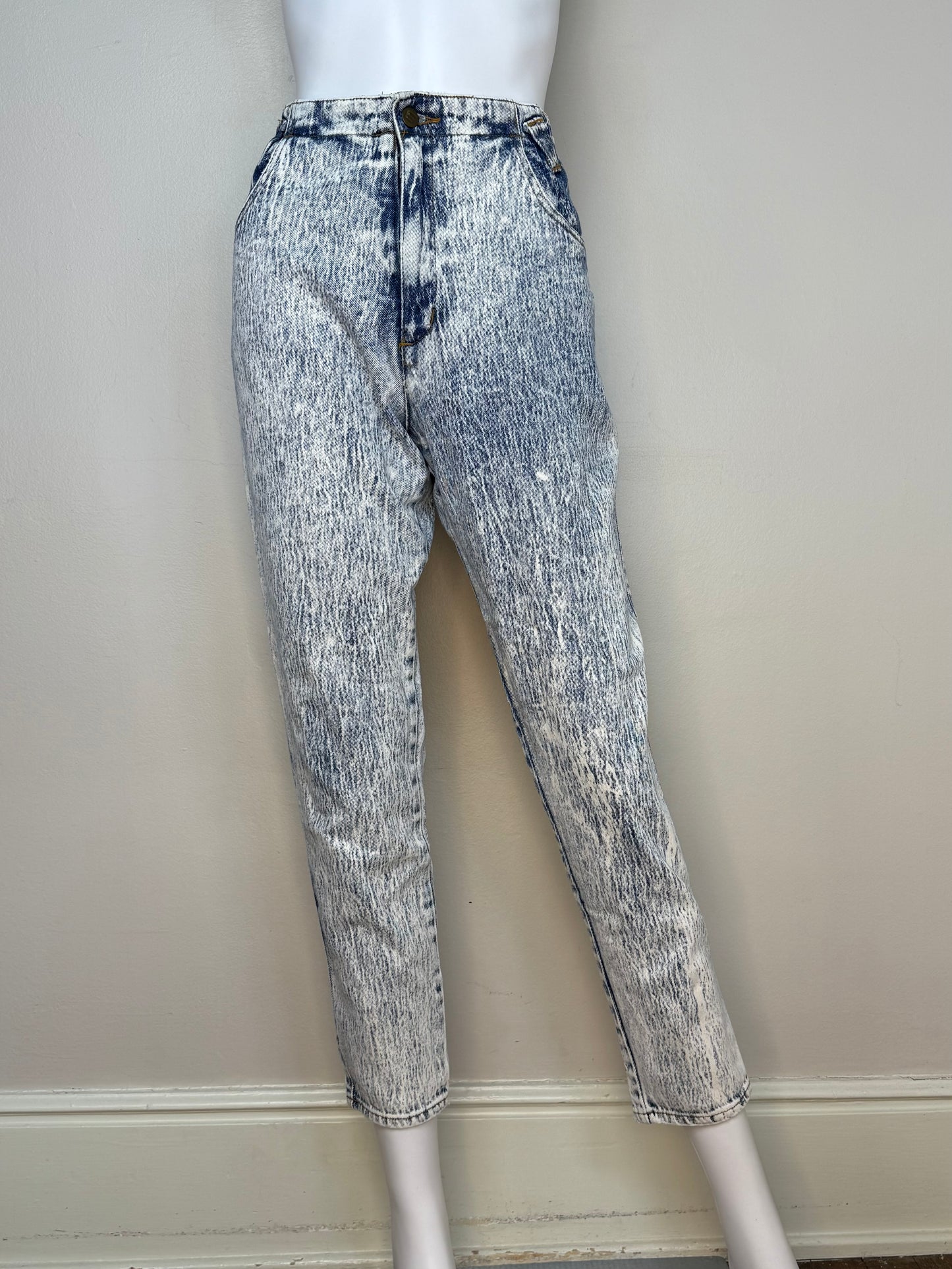 1980s Acid Wash Jeans with Bows on Back, Bijou, 30"x29"