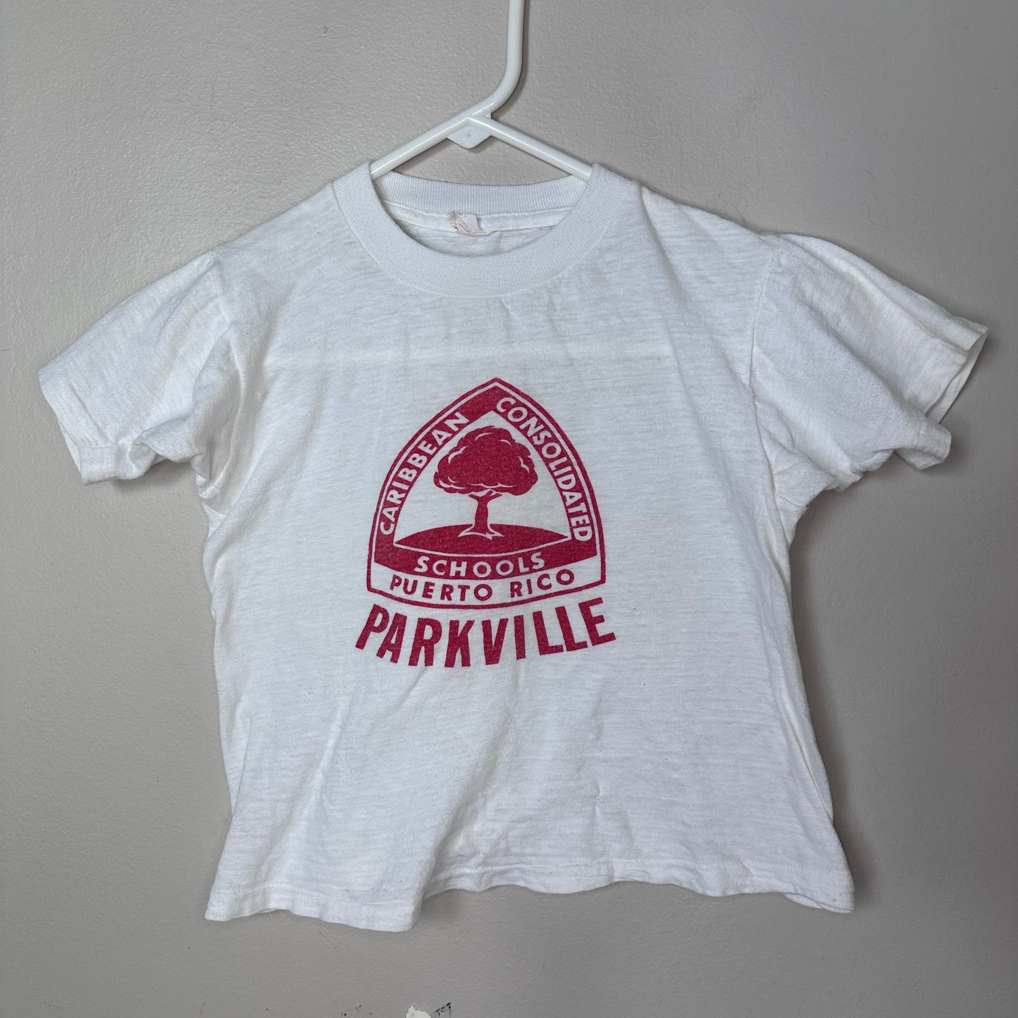 1970s Parkville Puerto Rico T-Shirt, Grana, Kids Size 8/10 Cropped/Adult XXS, Caribbean Consolidated Schools