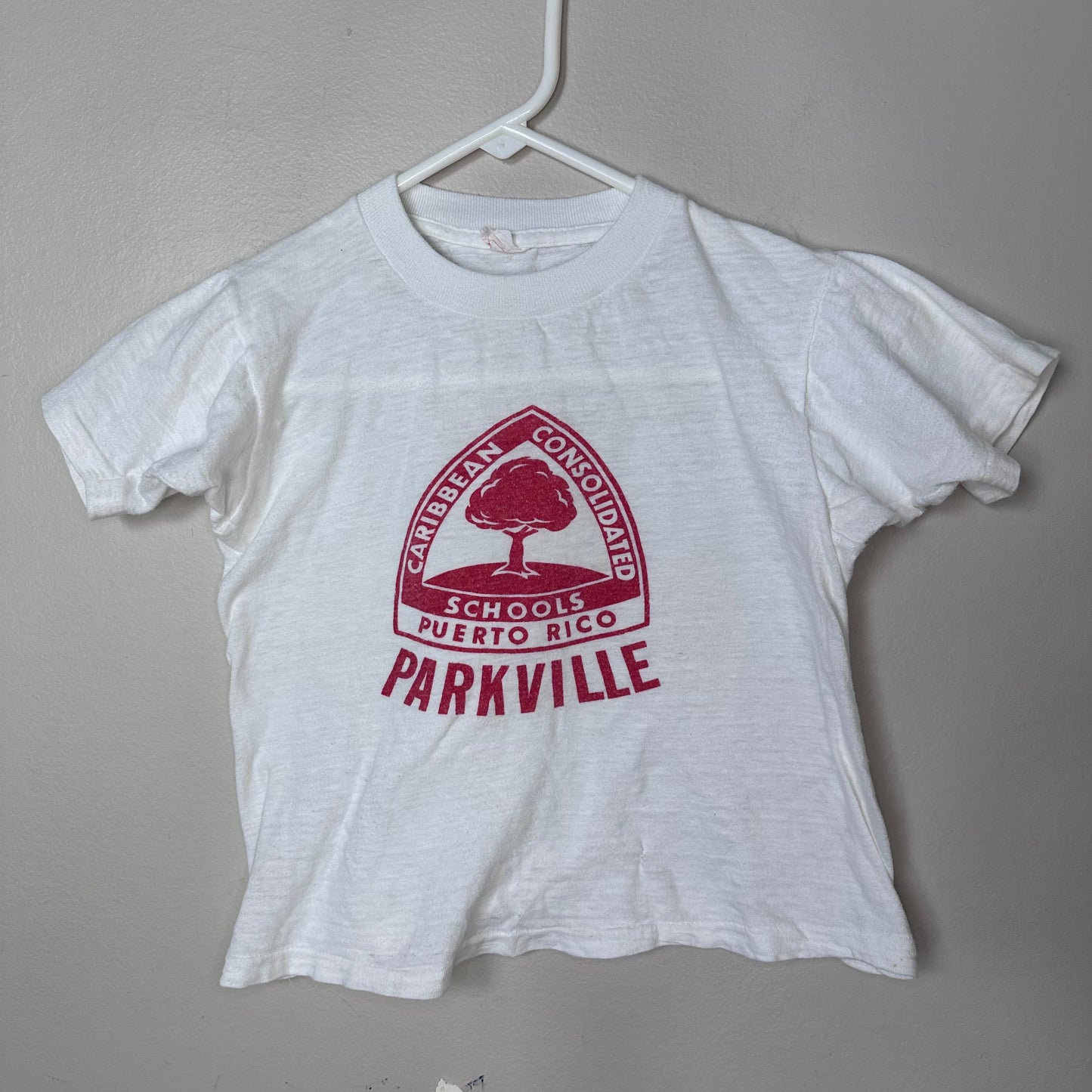 1970s Parkville Puerto Rico T-Shirt, Grana, Kids Size 8/10 Cropped/Adult XXS, Caribbean Consolidated Schools
