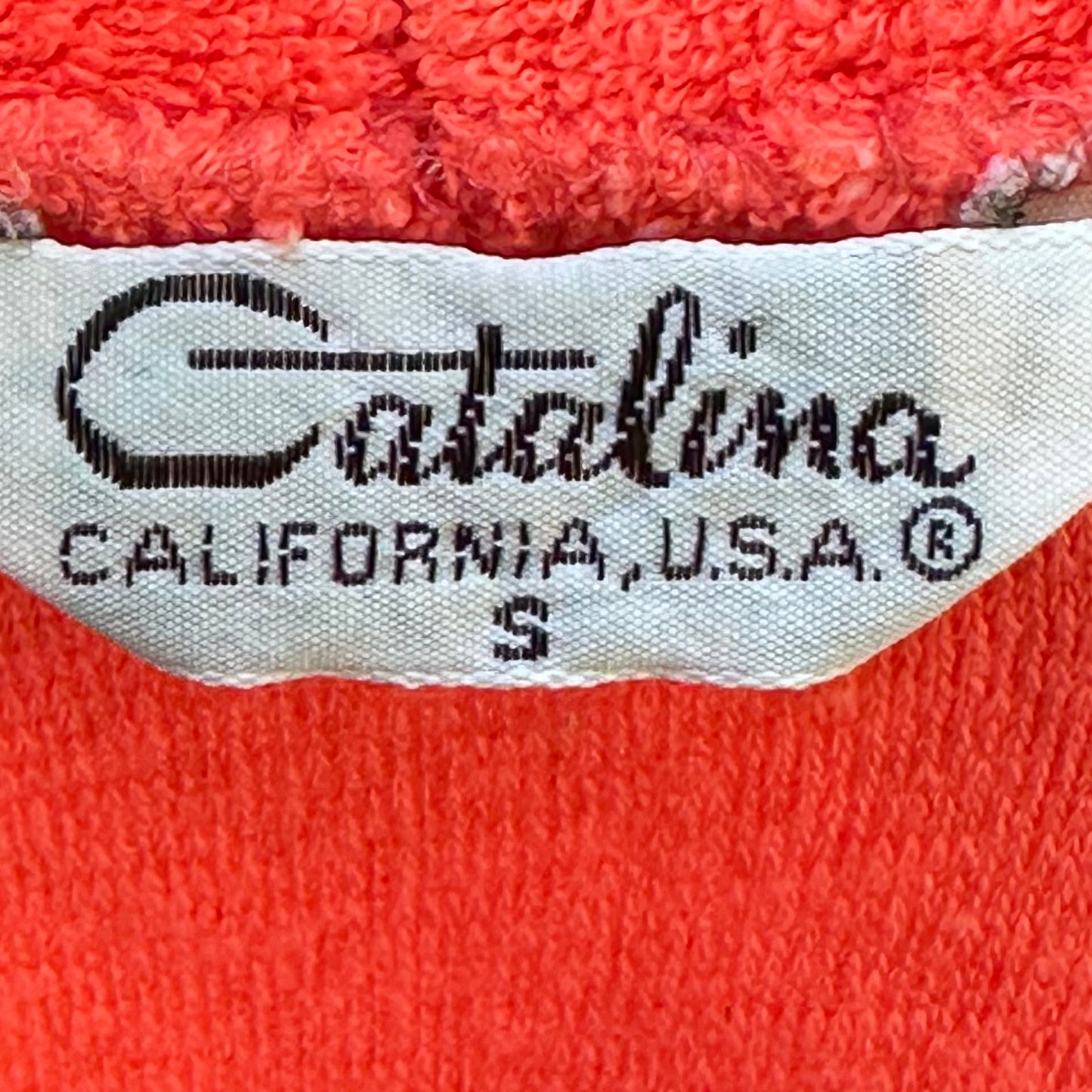 1970s Bright Orange Terry Cloth Beach Robe, Catalina Size XS, Bathing Suit Swim Cover Up