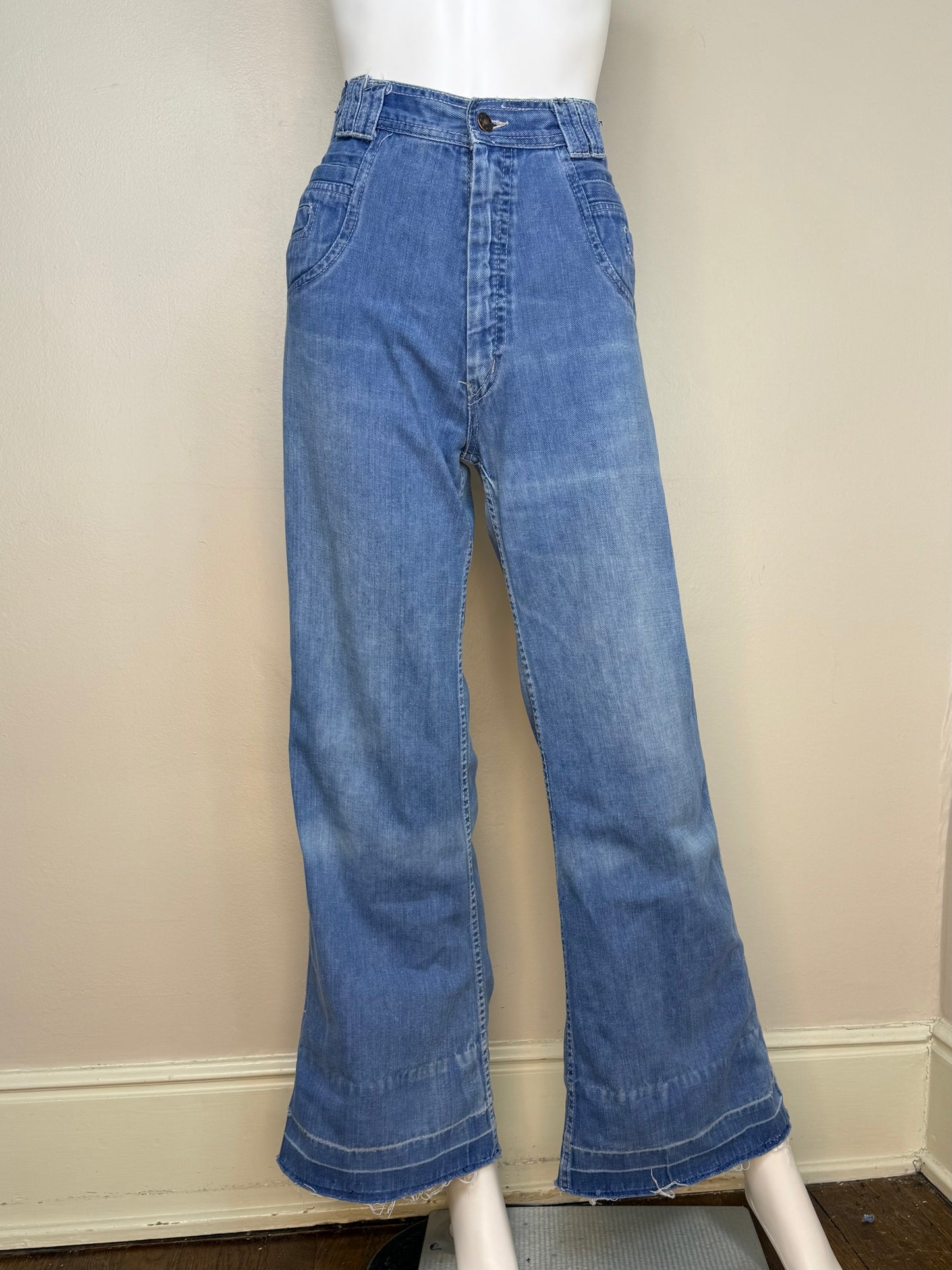 1970s Bell Bottom Blue Jeans, Best Made Togs, 28.5"x31.5"