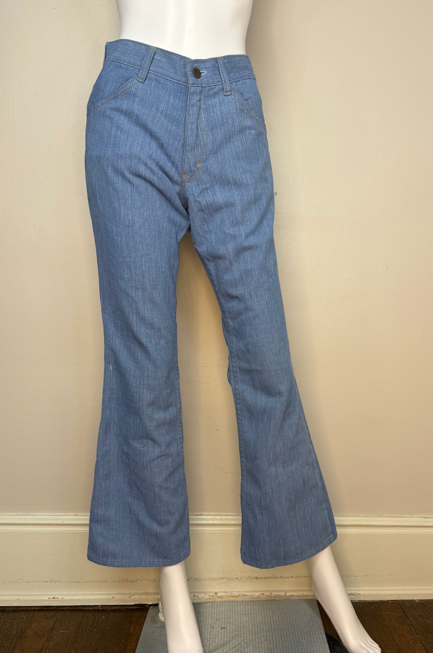 1970s Flare Leg Blue Jeans, The Put On Shop Sears, 28"x30.5", Mid Rise