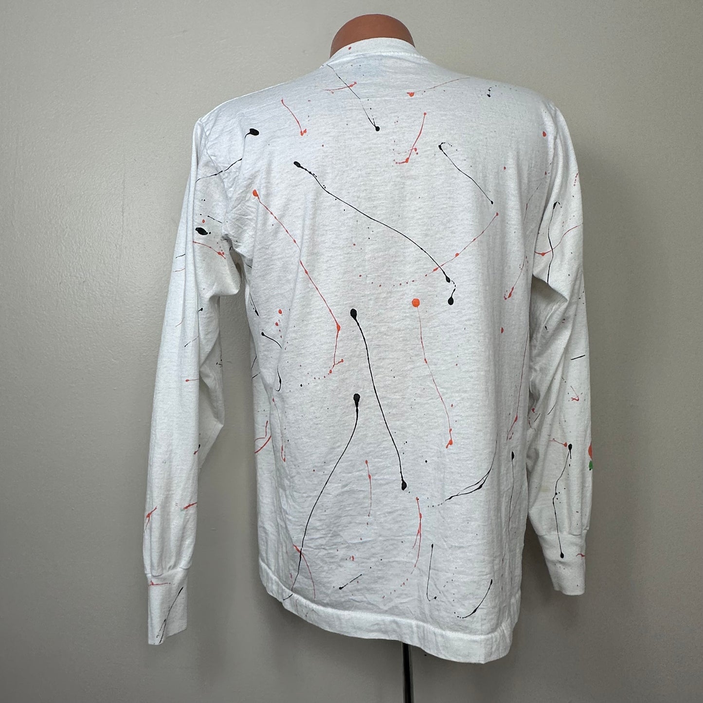 1980s/90s DIY Halloween Splatter Paint Long Sleeve T-Shirt, Screen Stars Best Size Medium