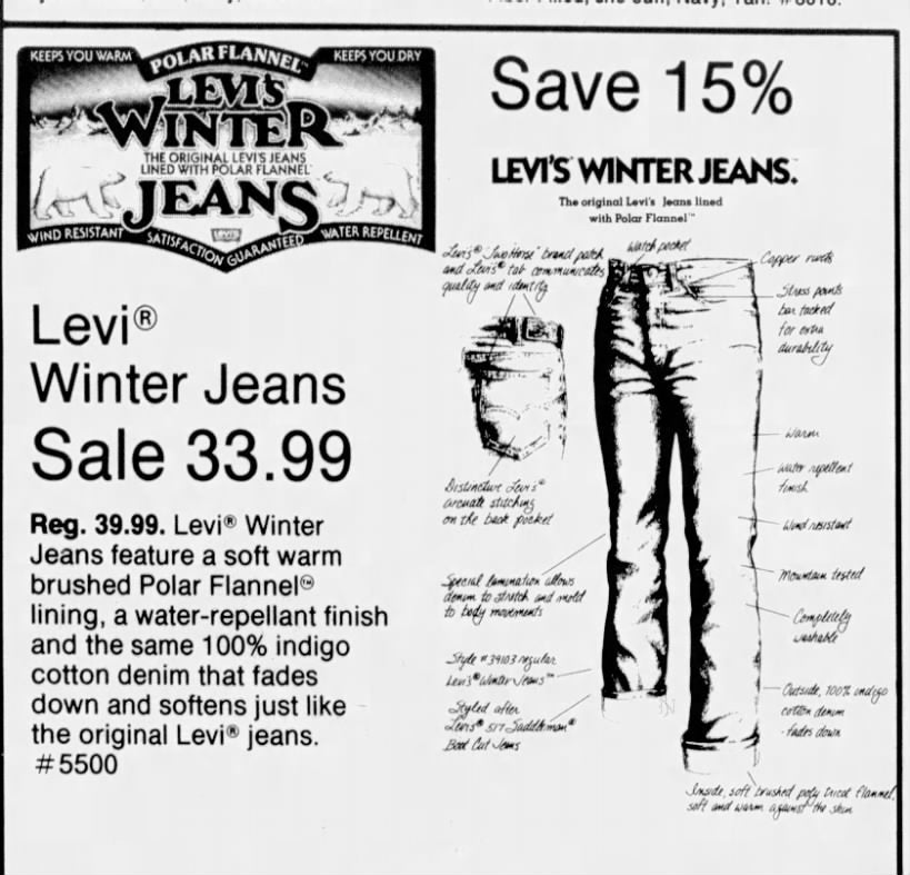 1980s Winter Levi’s Jeans, Dark Denim with Red Flannel Lining, 27"x32", High Rise Straight Leg