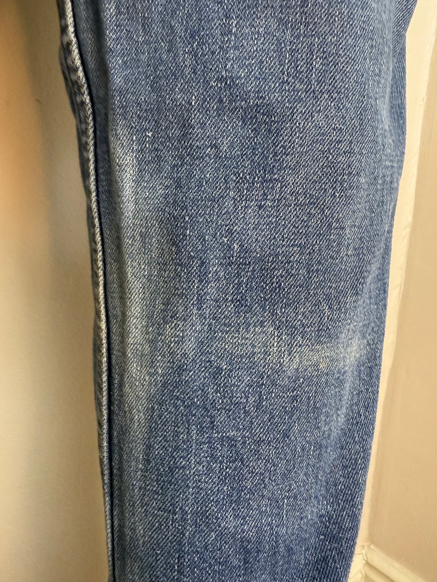 1970s Levi’s 684 Bellbottom Blue Jeans, 29"x31", Orange Tab