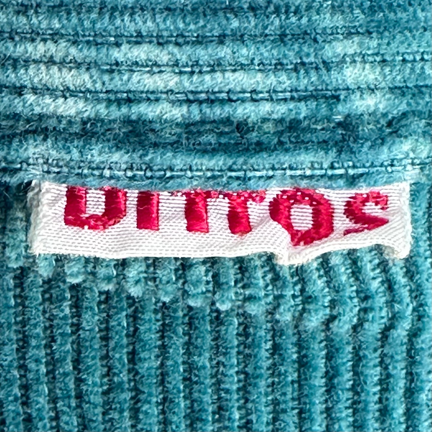 1970s Teal Green Corduroy Bell Bottom Jeans, Dittos 23.75x30.5