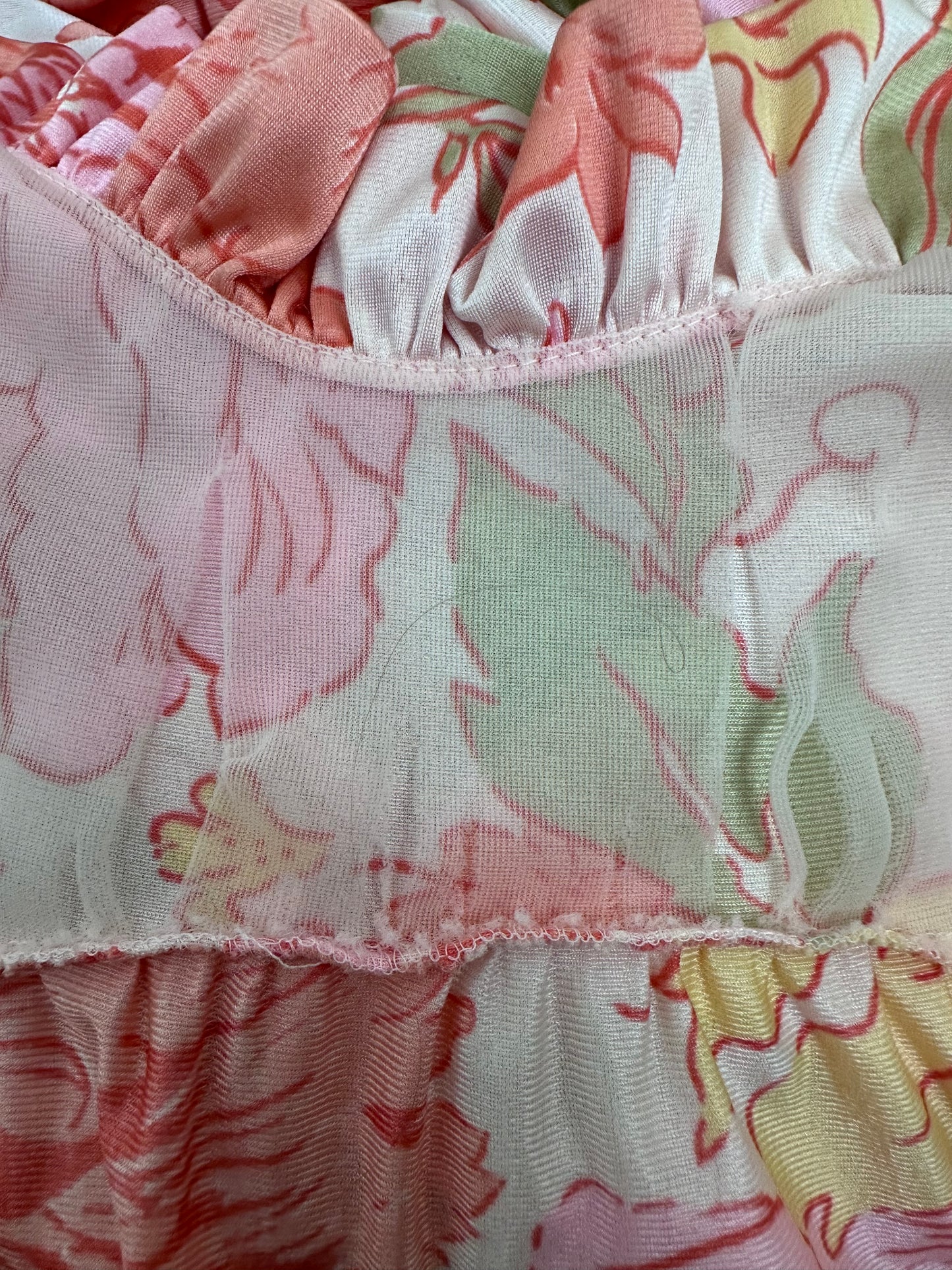 1970s Floral Peignoir Set, Vanity Fair Size Medium, Matching Nightgown and Robe