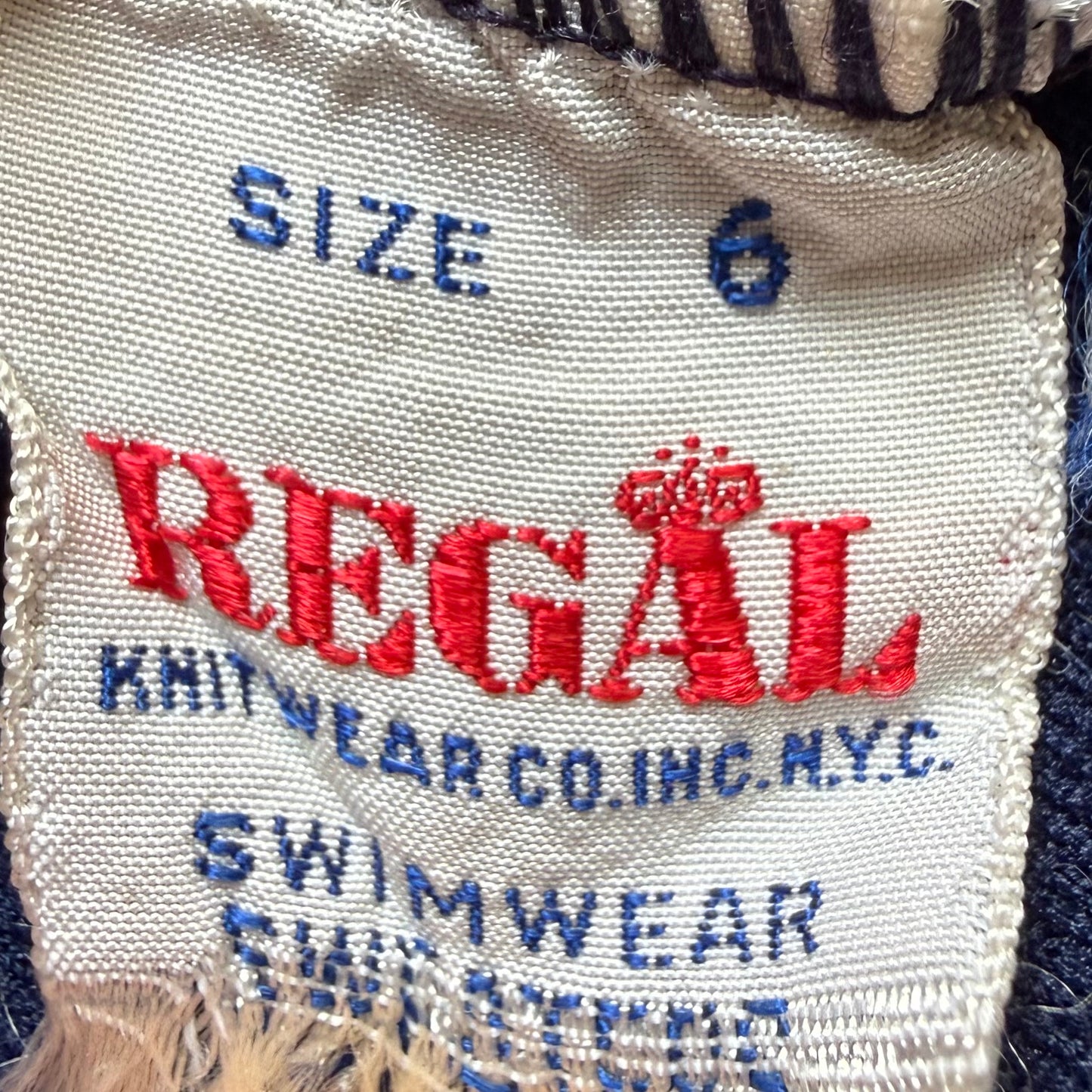 1960s Red White and Blue Girls’ Swimsuit, One Piece, Regal Knitwear Swimwear Size 6