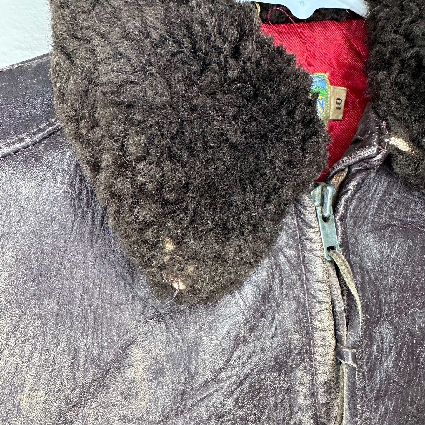1950s Kids Leather Bomber Jacket, Californian Selected Horsehide, California Sportswear Co Size 8