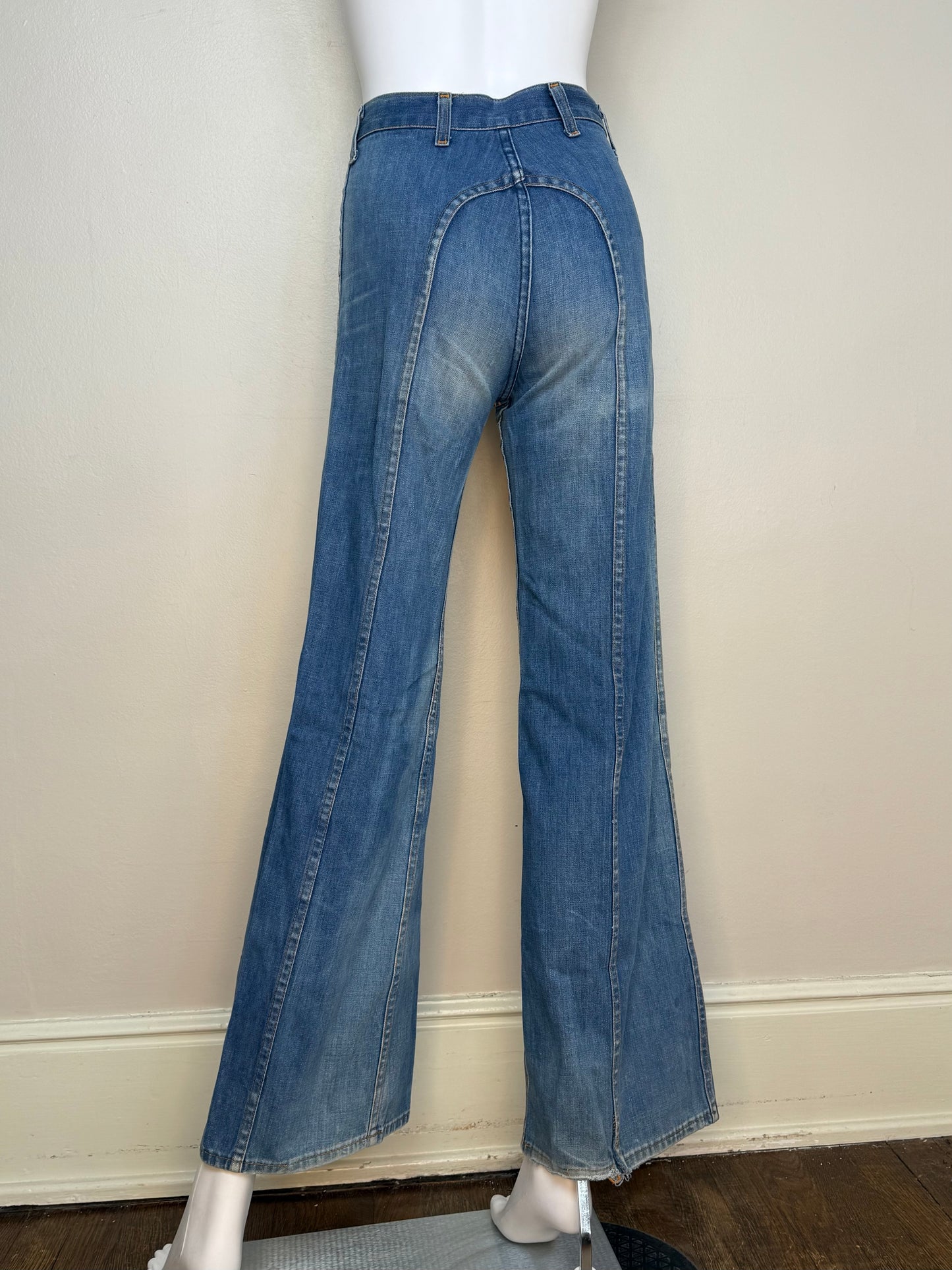 1970s Bell Bottom Blue Jeans, Hillbilly, 25.5"x31.5"