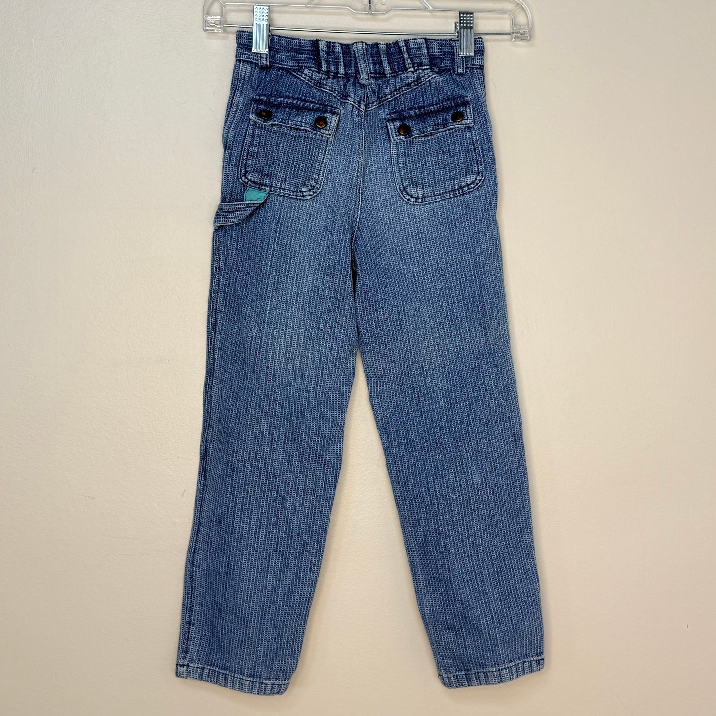 1980s Kids Waffle Blue Jeans, Choozie Size 6, Tapered Leg