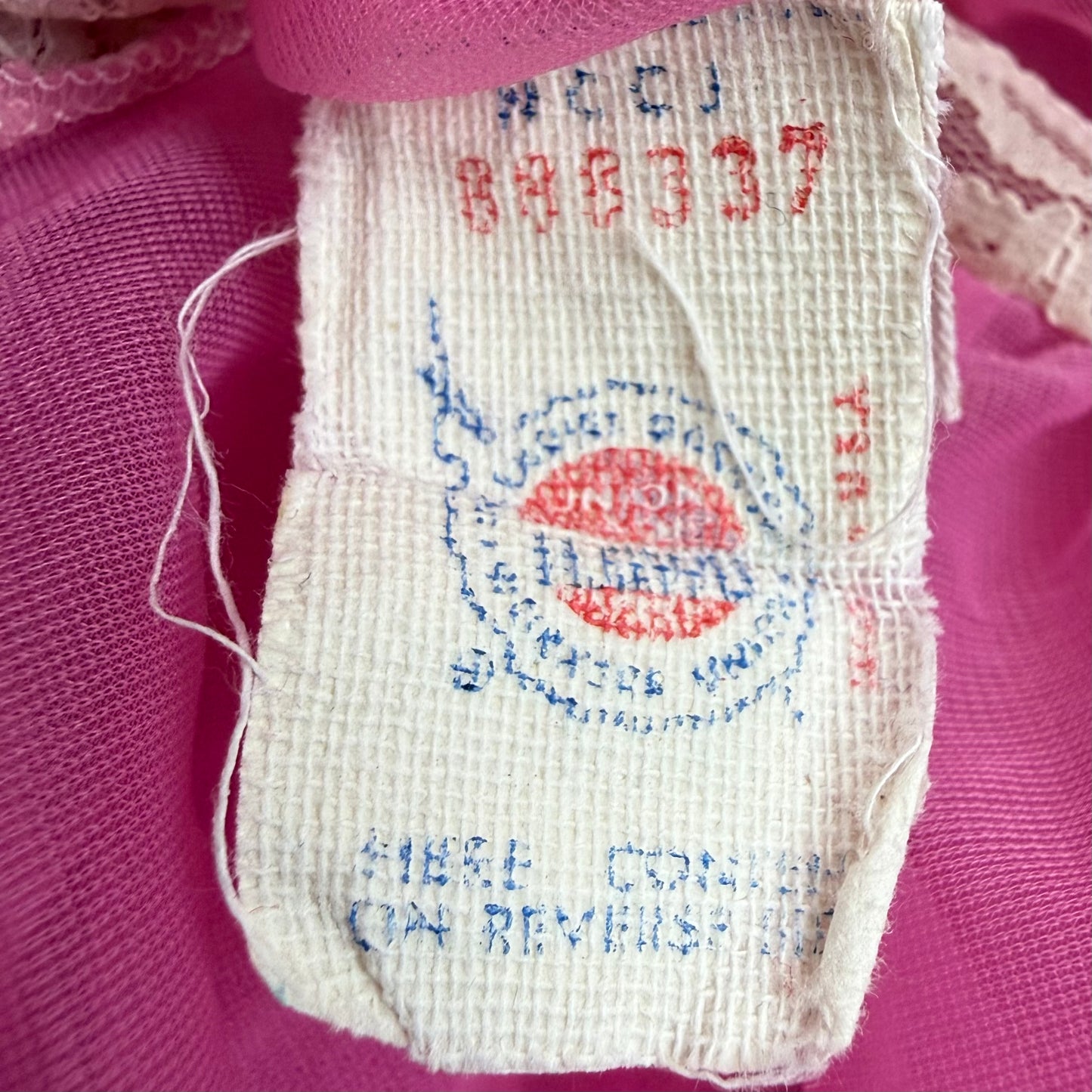 1960s Sheer Pink Nightgown, Miss Elaine, One Size, Huge Sweep Caftan