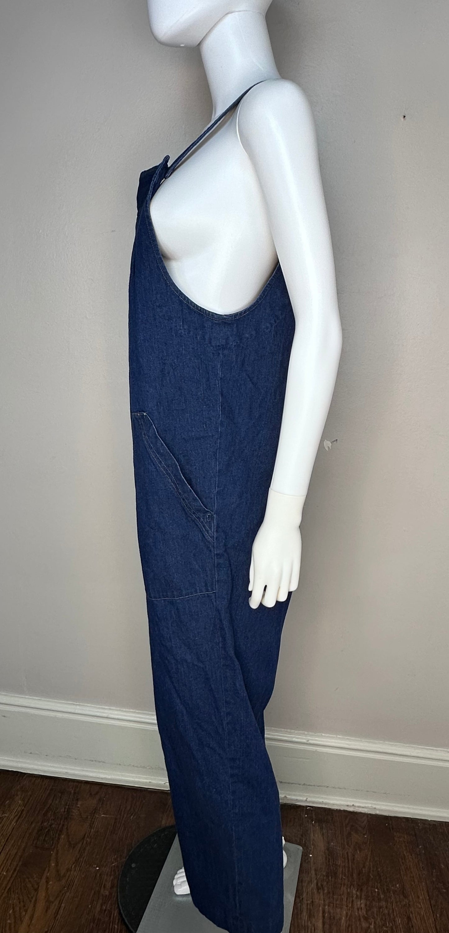 1970s/80s Denim Overalls, Blue Jean Dungarees Size Large
