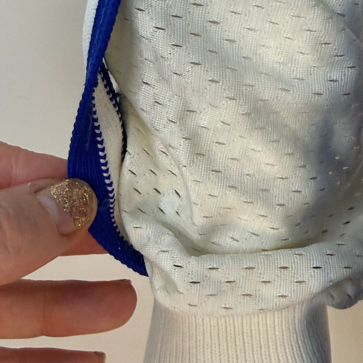 1970s Blue and White Mesh Motocross Husqvarna Jersey, Viking Size Large