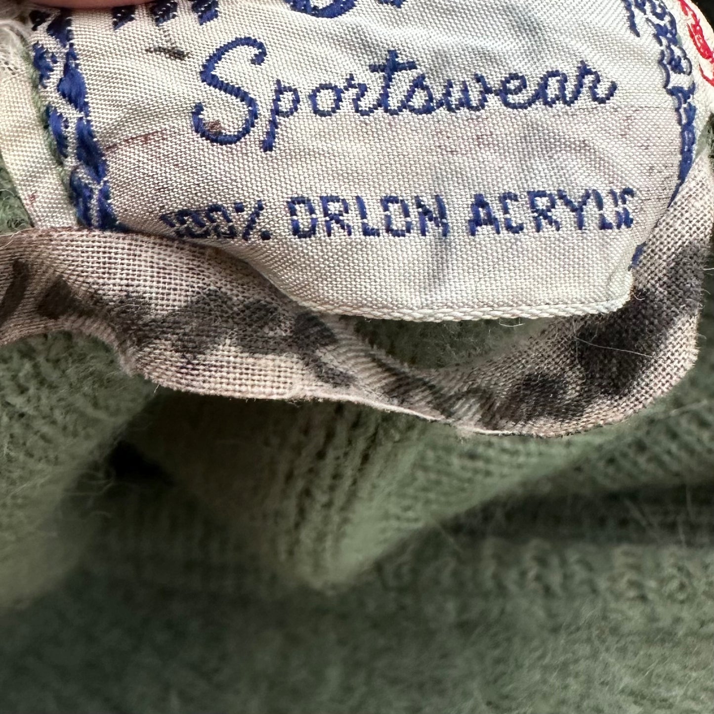 1960s Green Fuzzy Orlon Cardigan, McBriar Sportswear Size Small