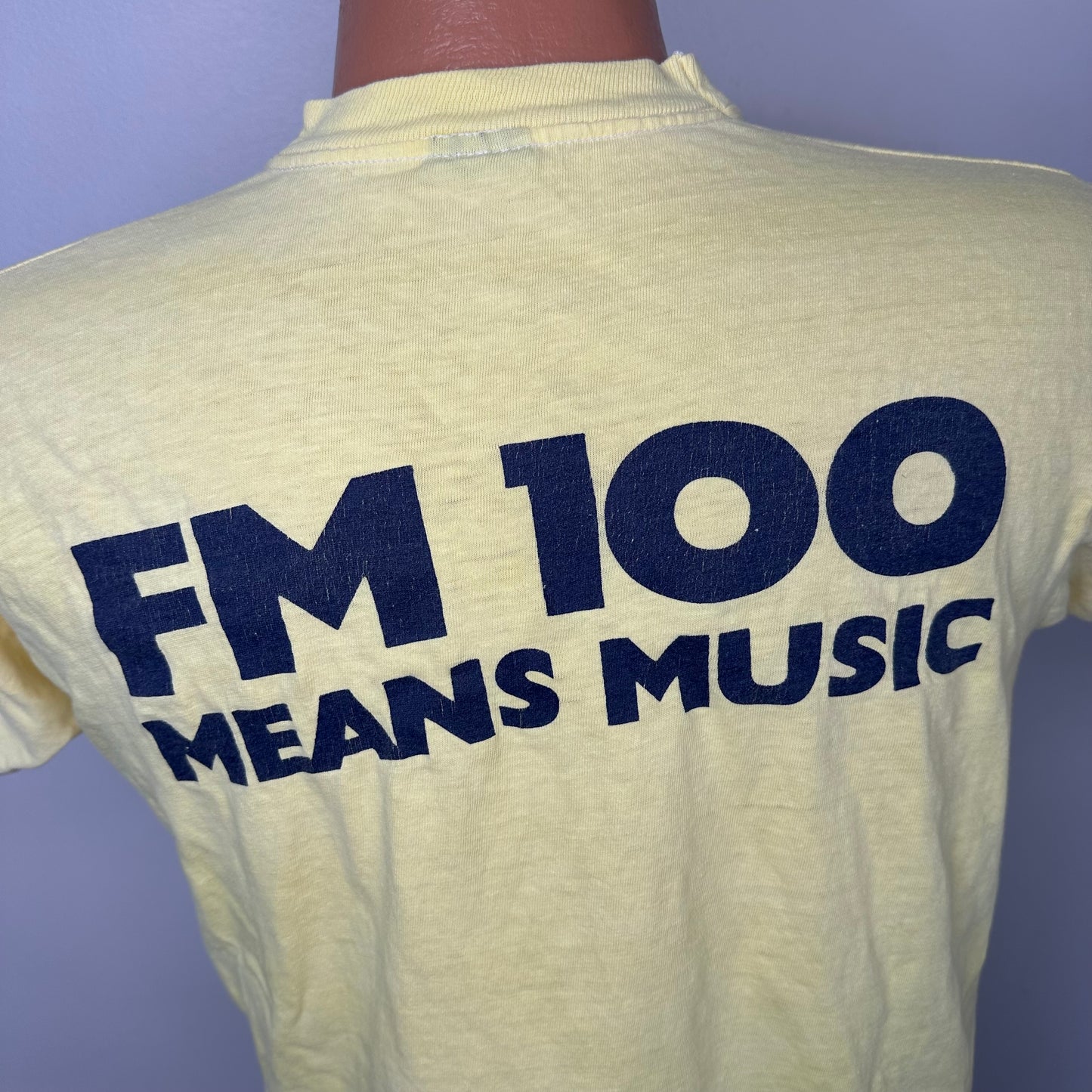 1970s Summer Affair Film T-Shirt, FM 100 Means Music, Size Medium