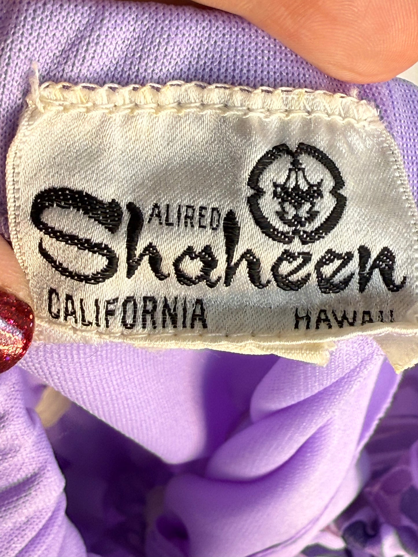 1970s Purple Strapless Maxi Dress, Alfred Shaheen Hawaii Size XS, Hawaiian Sundress