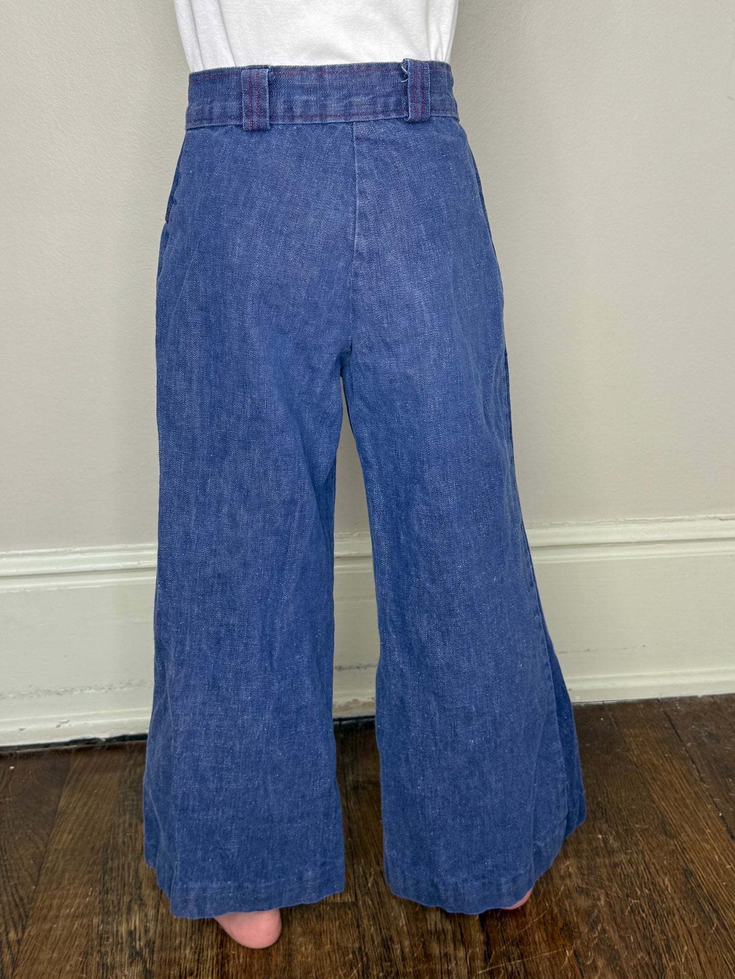 1970s Kids Bellbottom Jeans, Snap Fly, Size 6