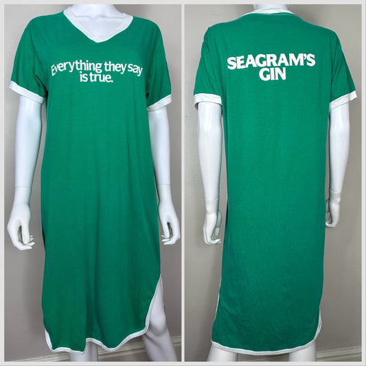 1980s Seagram’s Gin T-Shirt Nightgown, Everything They Say is True, Anvil Size M/L