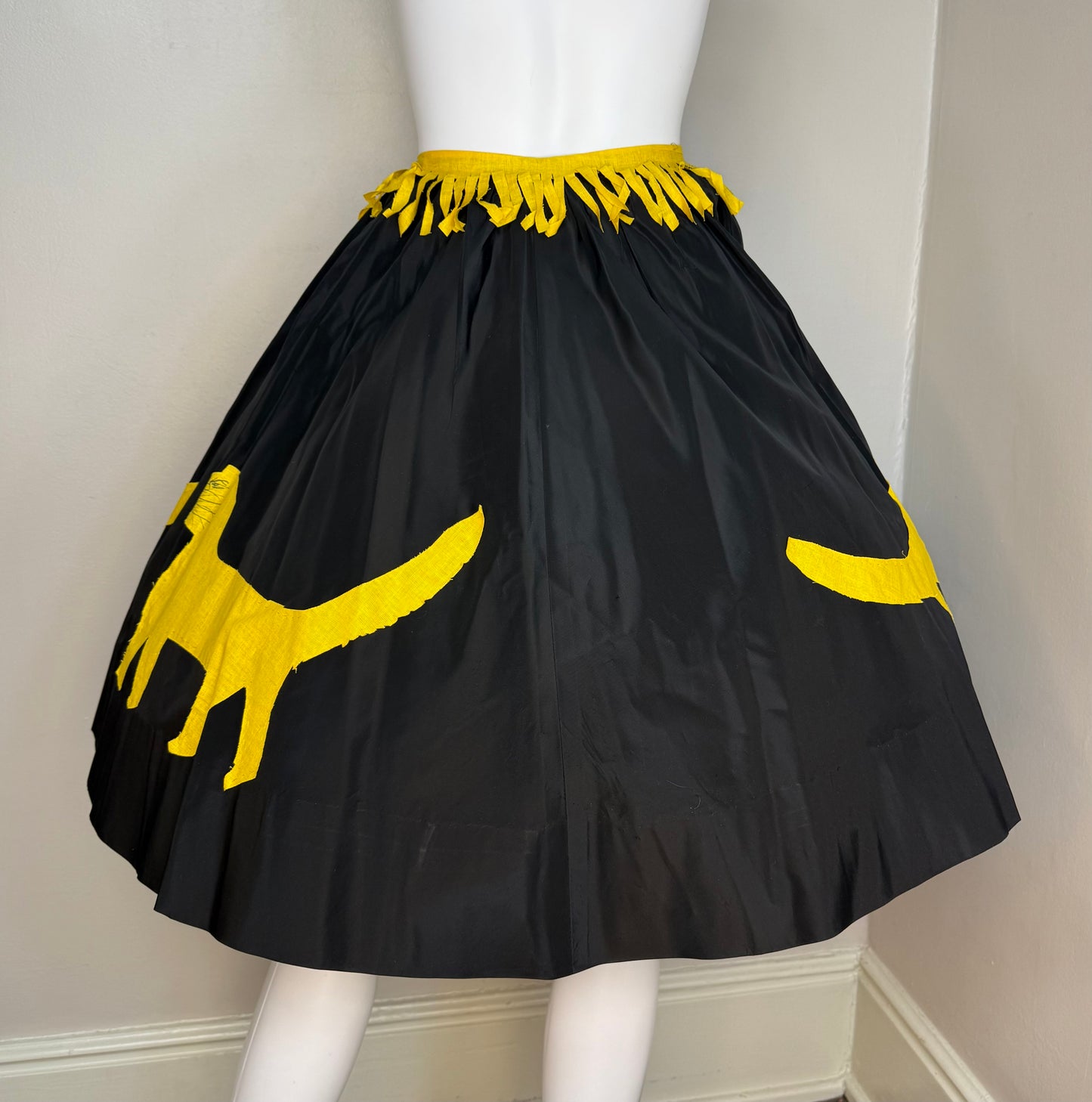 1950s Handmade Cat Skirt Costume, Halloween, Wearable Folk Art, Size XXS