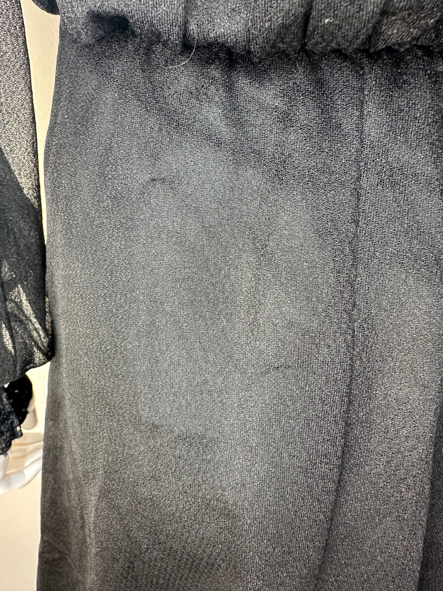1970s/80s Sheer Black Victorian Inspired Dress, Size Small, High Neck, Balloon Sleeves, Lace, Whimsy Goth