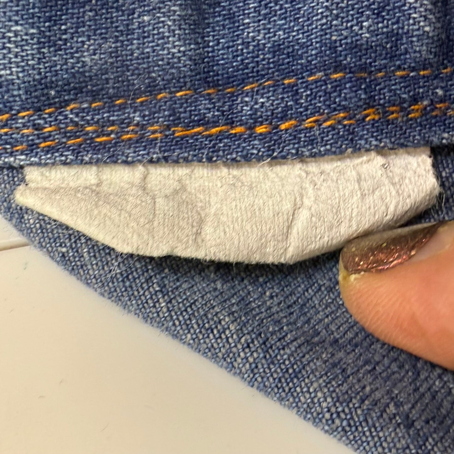 1970s Bell Bottom Blue Jeans, Hillbilly, 25.5"x31.5"