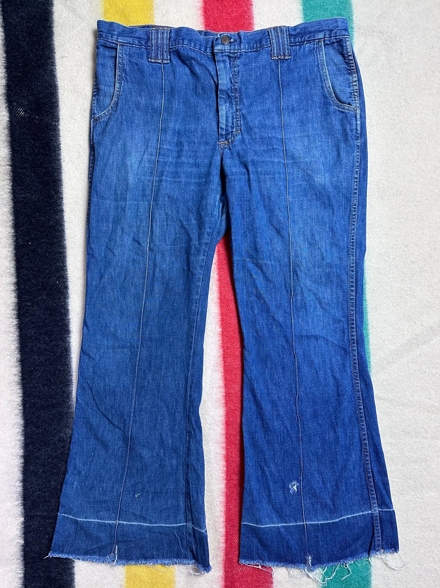 1970s Liberty Bell Bottom Blue Jeans, 38"x30.5"