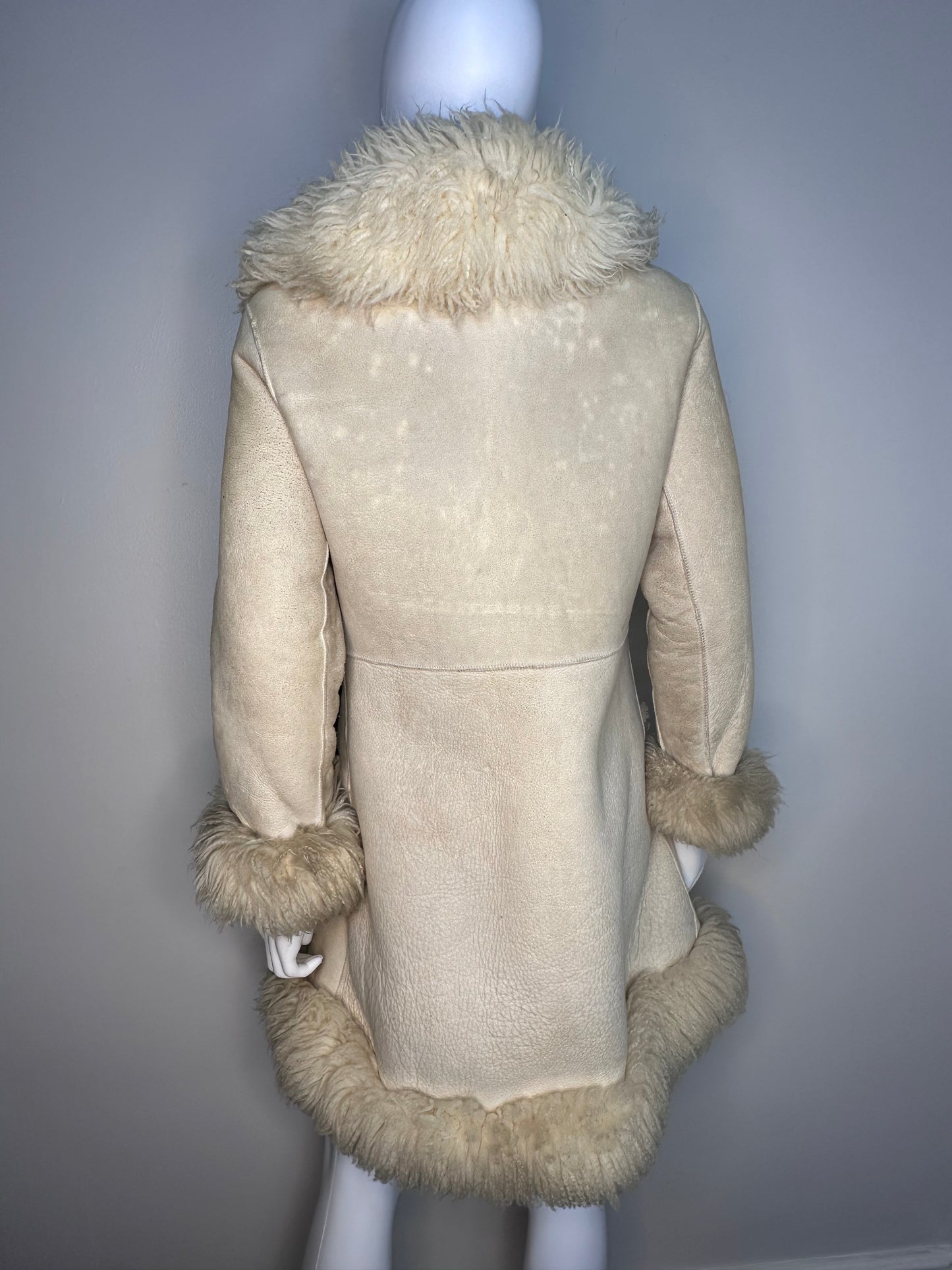 1970s Leather Shearling Coat with Fur Trim, Harzfeld’s Gadabout Sports Shop Size XS-Small, Penny Lane