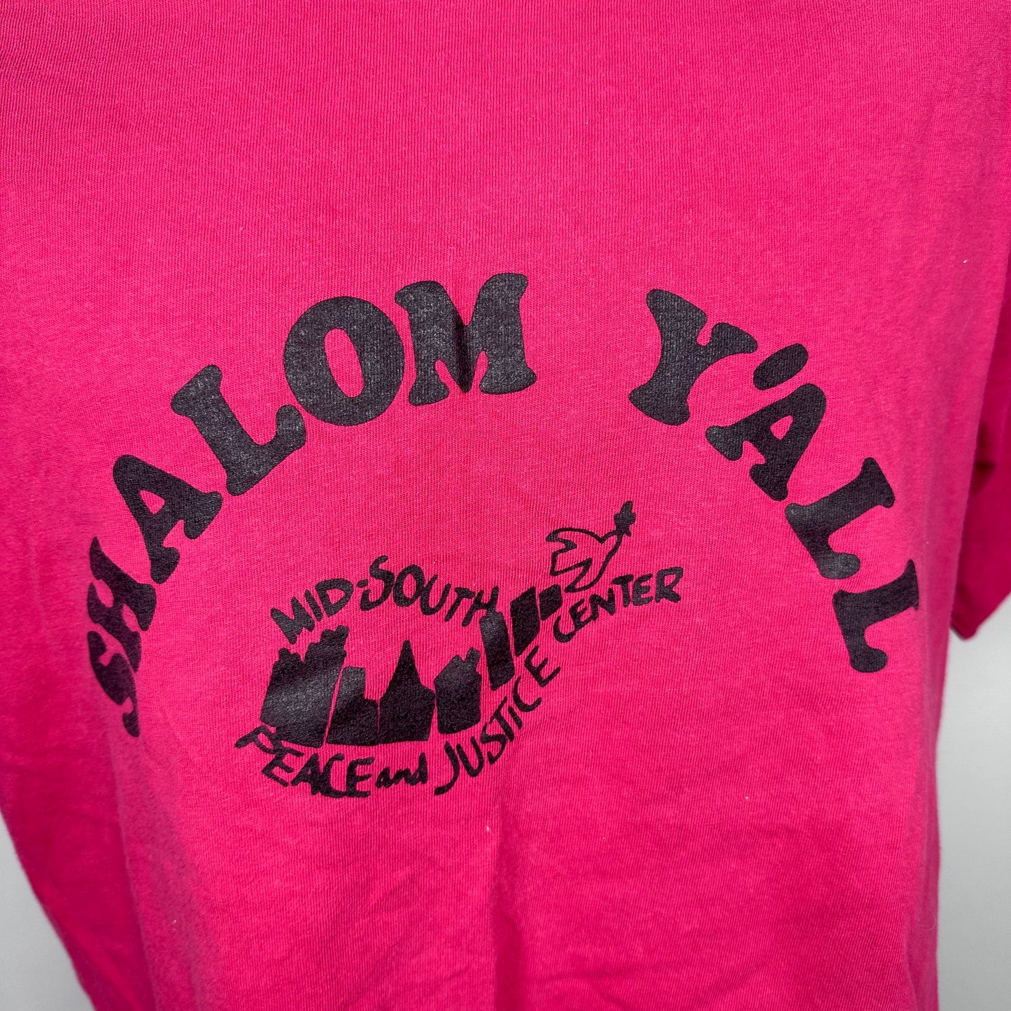 1980s Mid-South Peace and Justice Center Shalom Y’all T-Shirt, Size Large, Anti Regan Protest